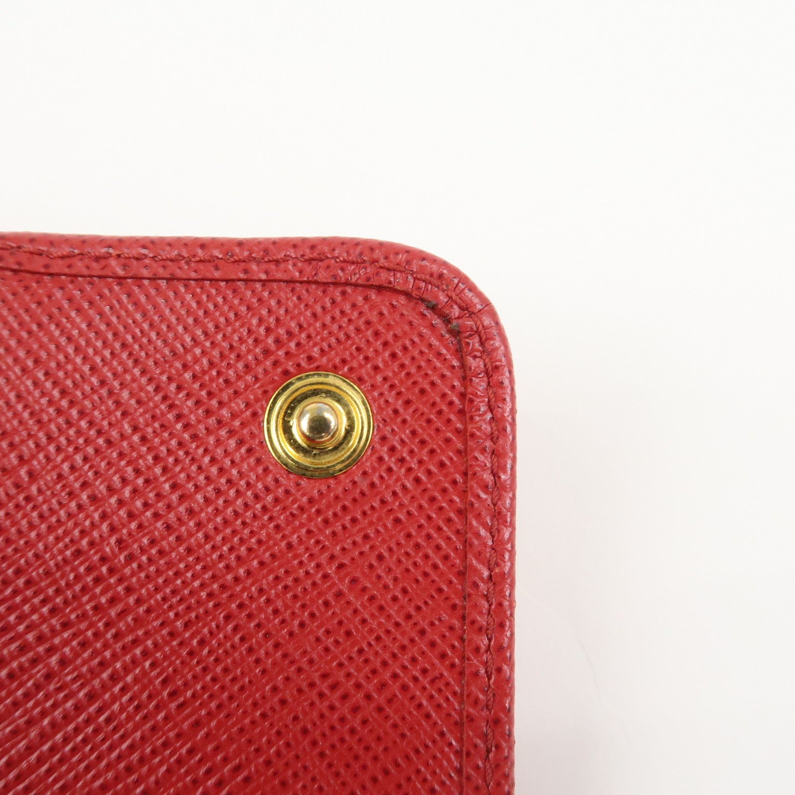 PRADA Logo Saffiano Leather Key Case Key Holder Red 11BG222