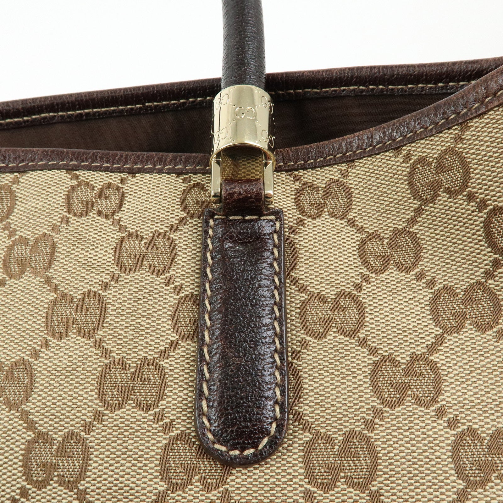 GUCCI Sherry GG Canvas Tote Bag Shoulder Bag Beige Brown 161717