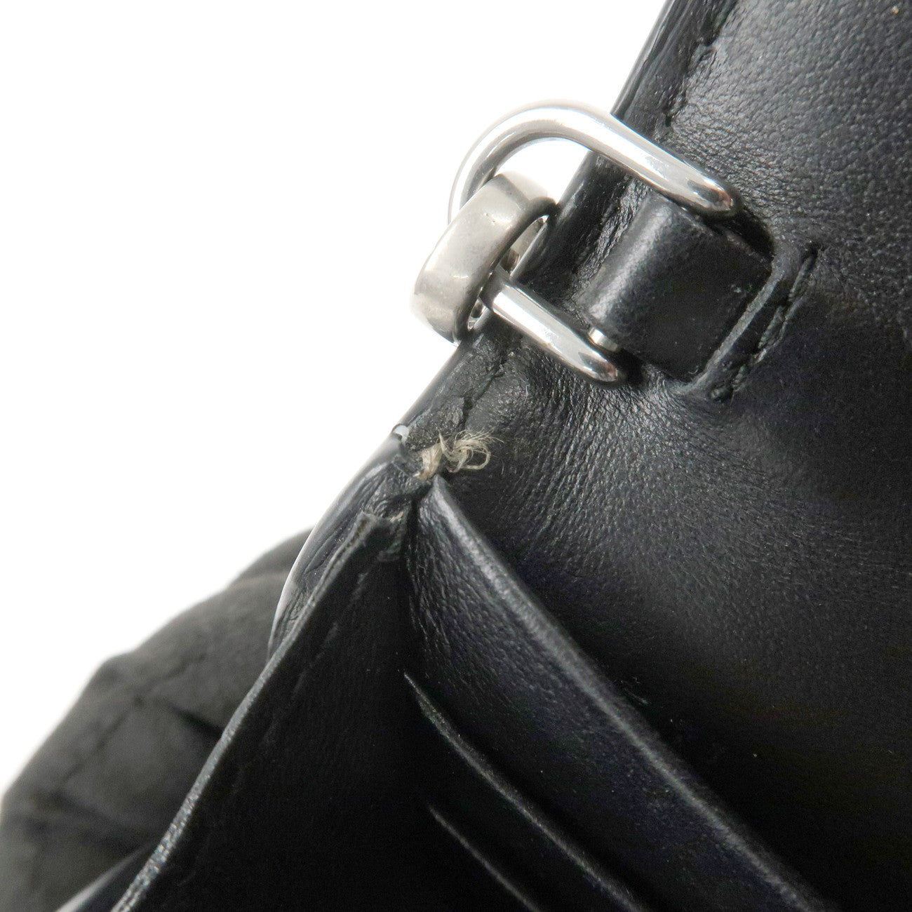 PRADA Leather Studs Chain Wallet Chain Bag Black Used