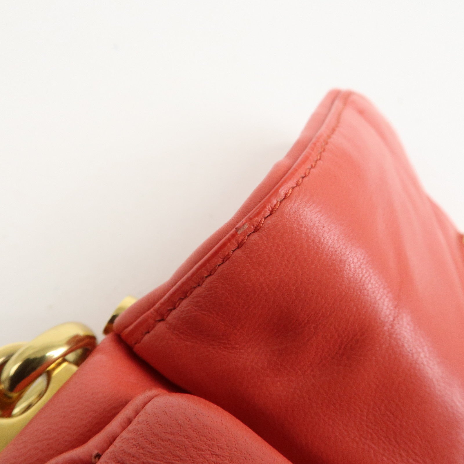 MIU MIU Nappa Leather Chain Shoulder Bag Crossbody Bag Coral