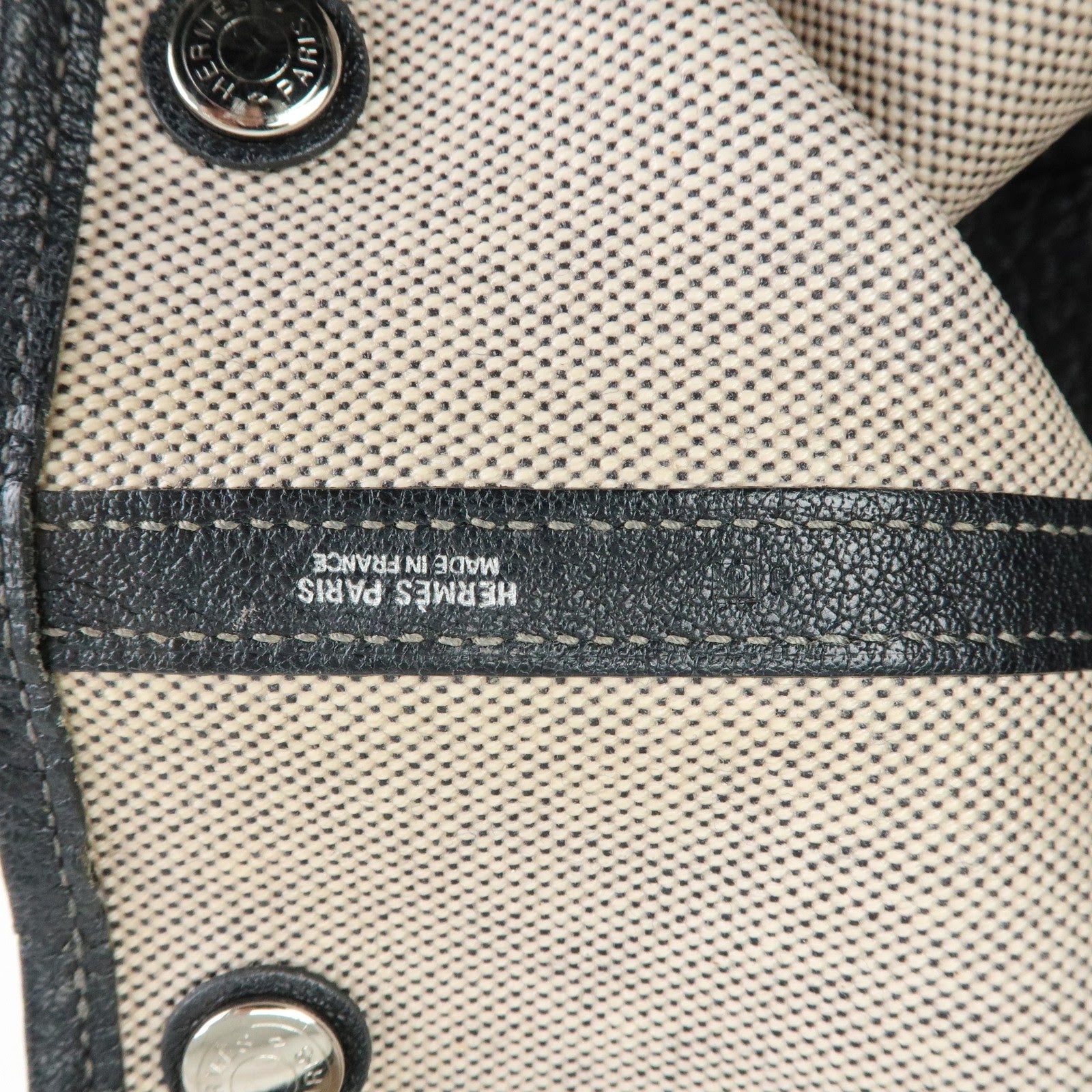 HERMES Toile Ash Negonda Garden Party PM □J Stamped Tote Bag Beige