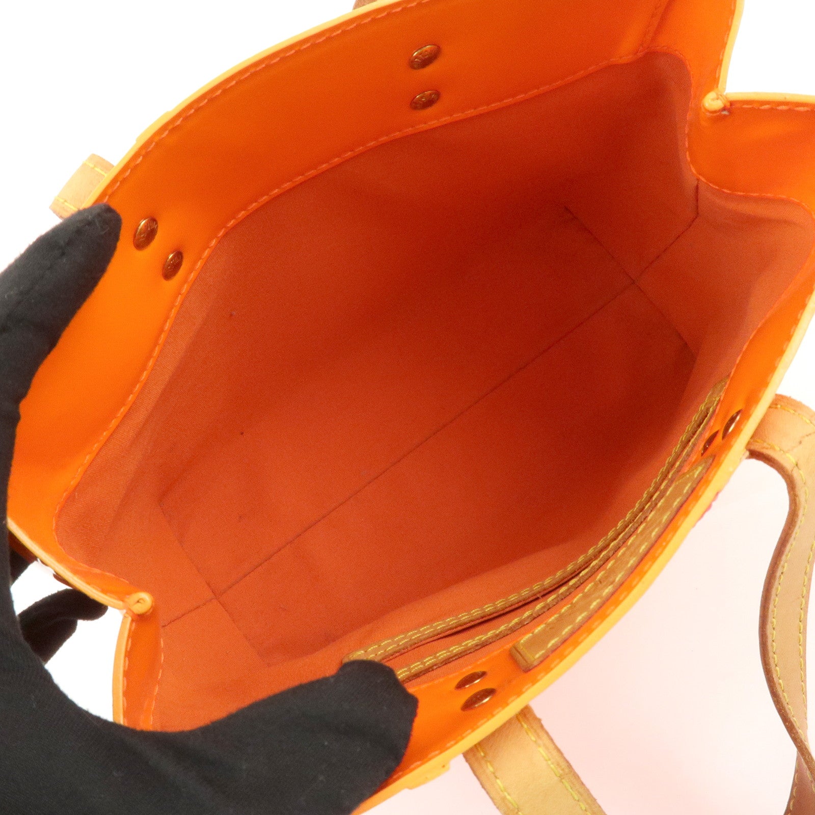 Louis Vuitton Monogram Vernis Leather Lead PM Hand Bag Orange