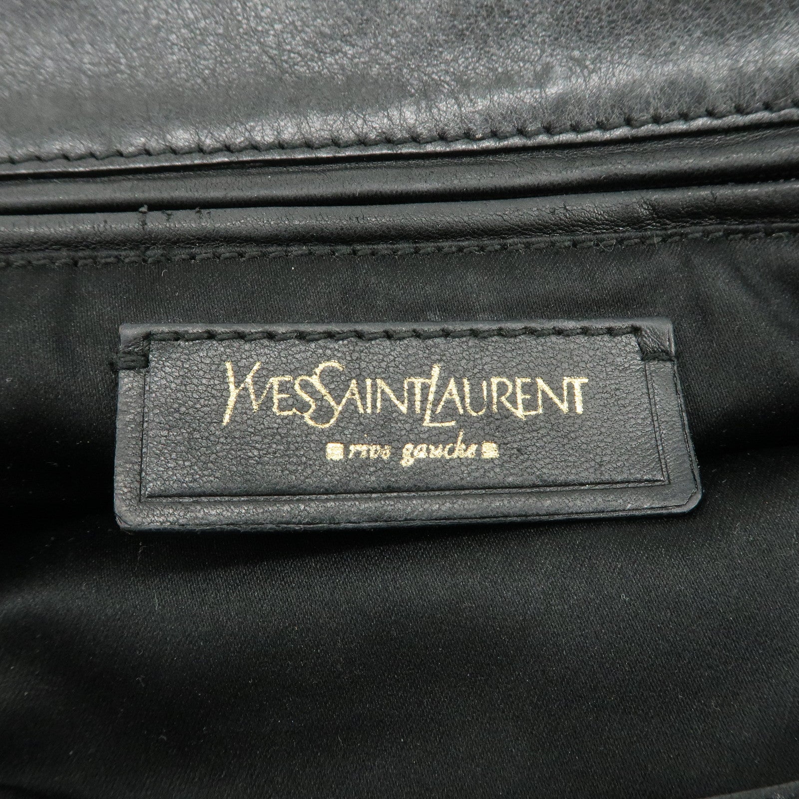 SAINT LAURENT Metropolis Rive Gauche Leather Tote Bag Black 177739