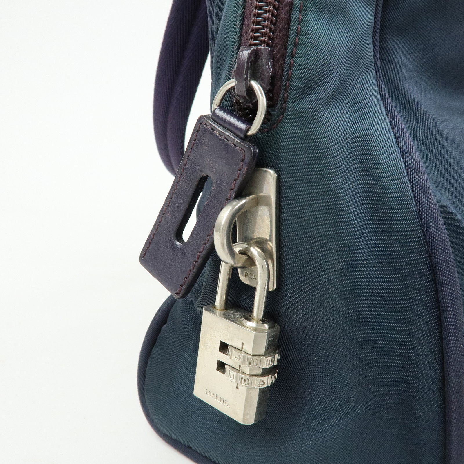 PRADA Triangle Logo Nylon Tote Bag Hand Bag Shoulder Bag Purple