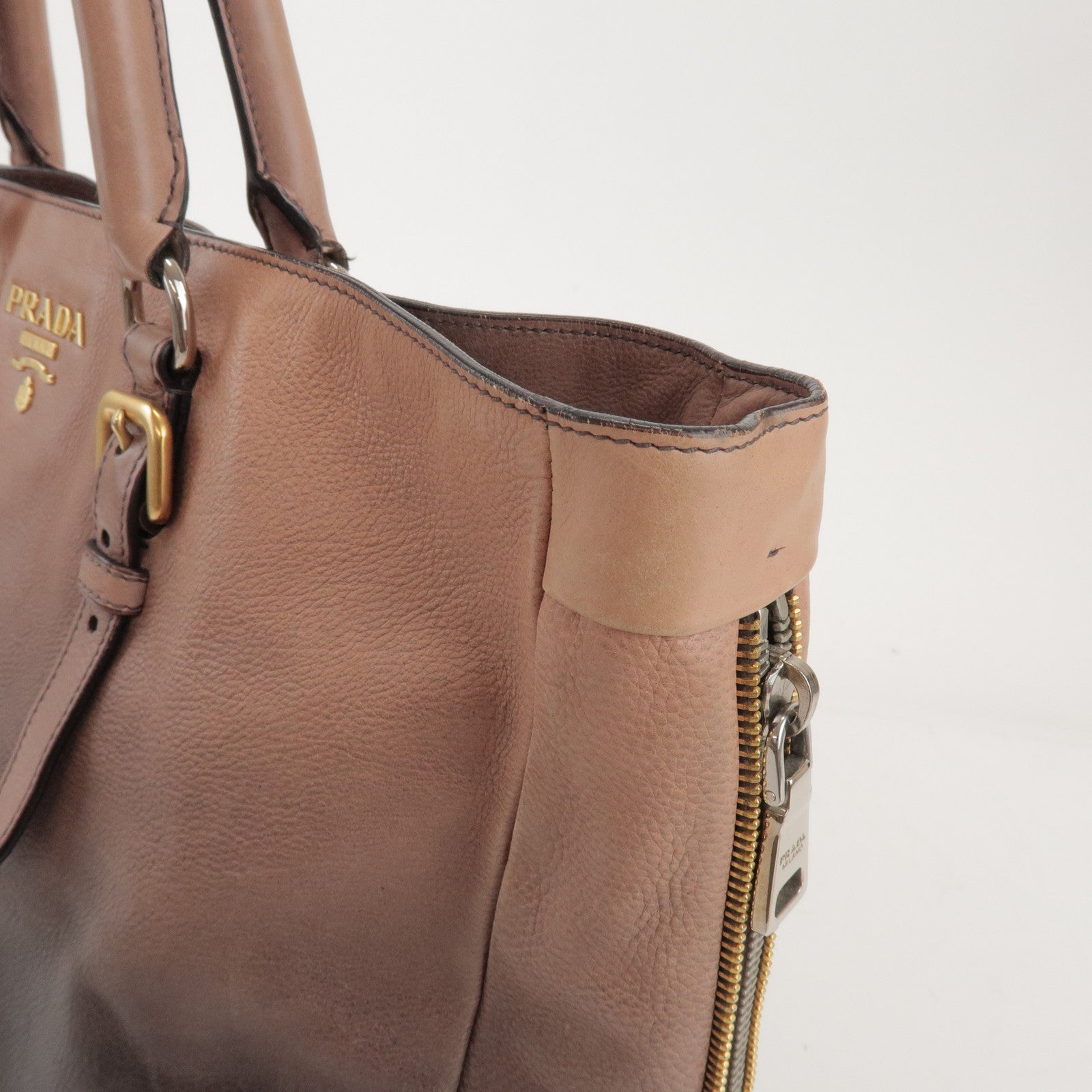 PRADA Leather 2Way Bag Hand Bag Shoulder Bag Brown BN1592