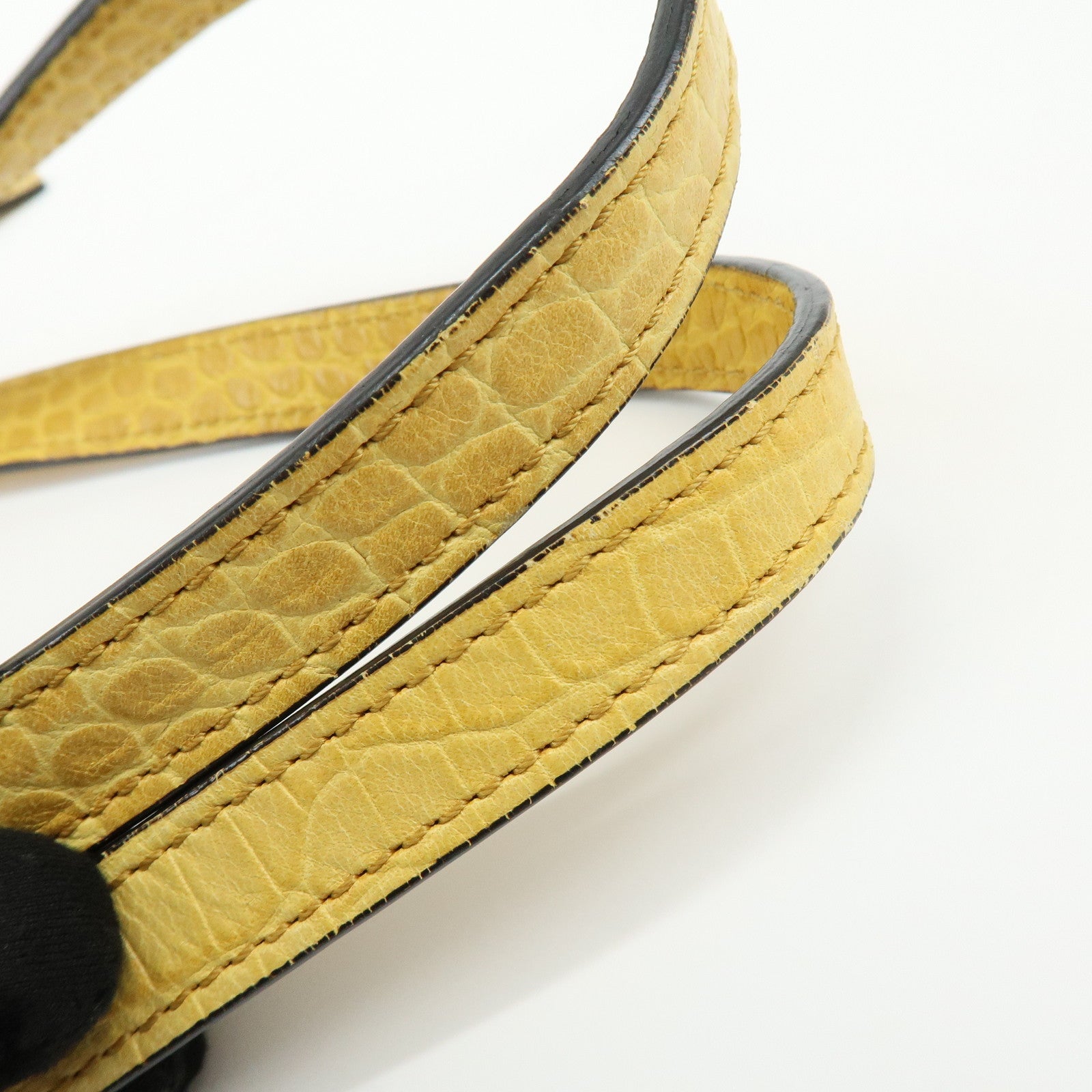 CELINE Macadam Embossed Leather Tote Bag Shoulder Bag Yellow Beige