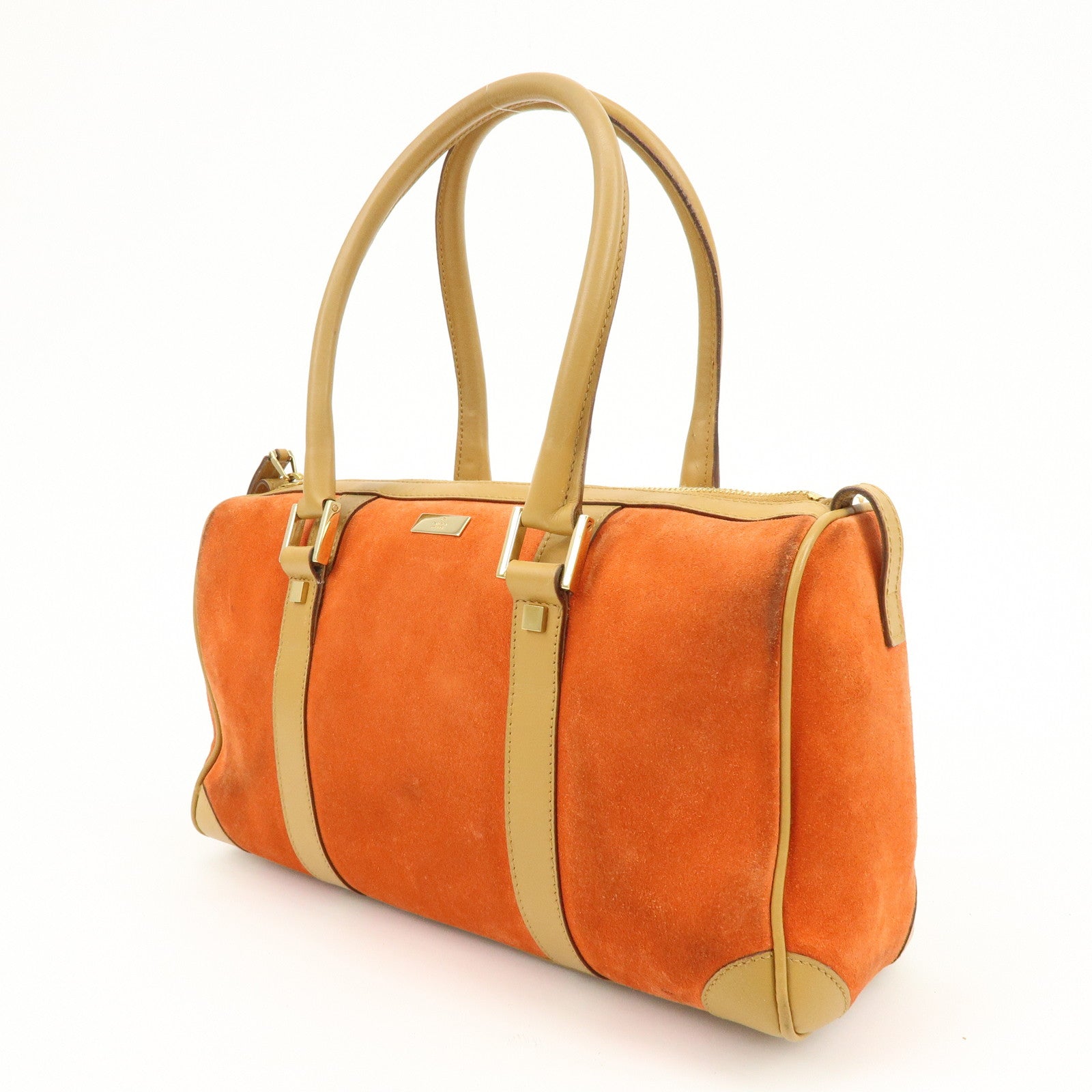 GUCCI Logo Suede Leather Hand Bag Orange Brown 000.0851