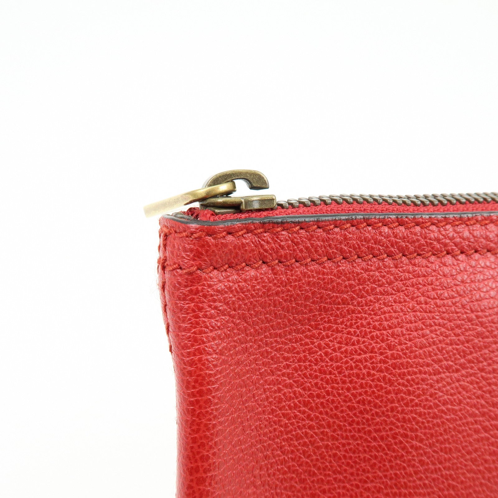 GUCCI Vintage Logo Medium Portfolio Leather Clutch Bag Red 500981