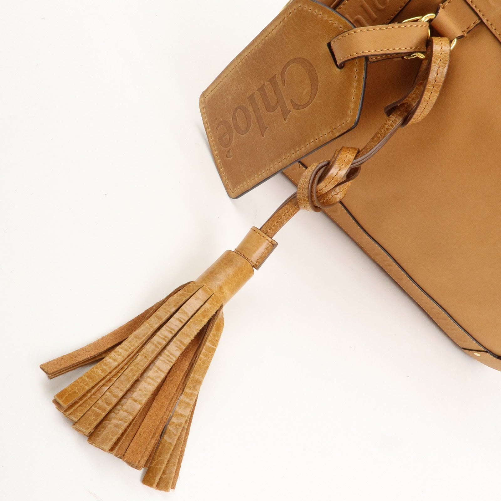 Chloe Eden Leather Shoulder Bag Hand Bag Tassel Brown