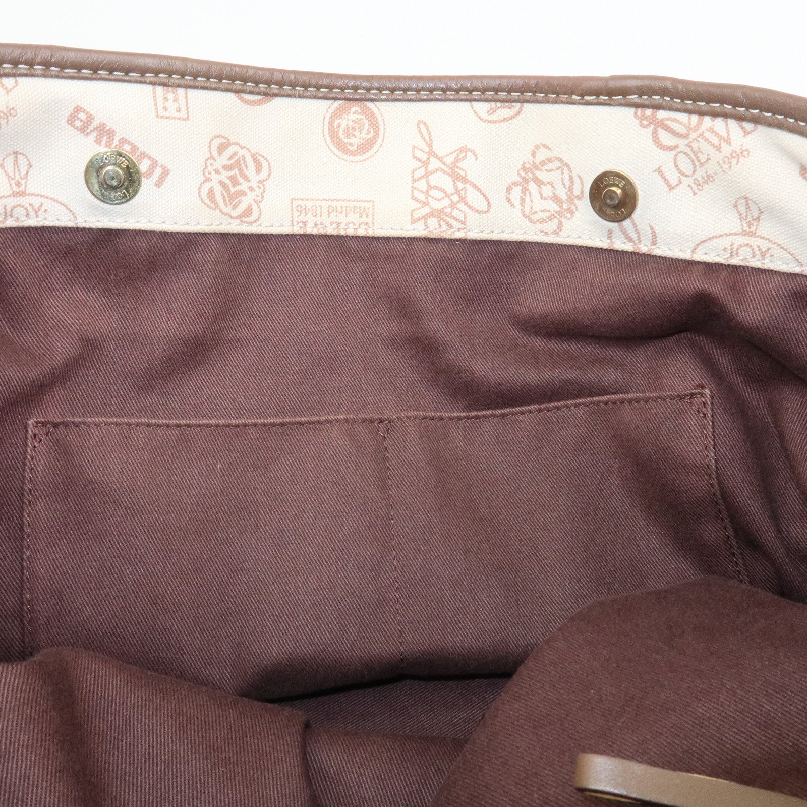 LOEWE Anagram Canvas Leather Suede Tote Bag Shoulder Bag Ivory