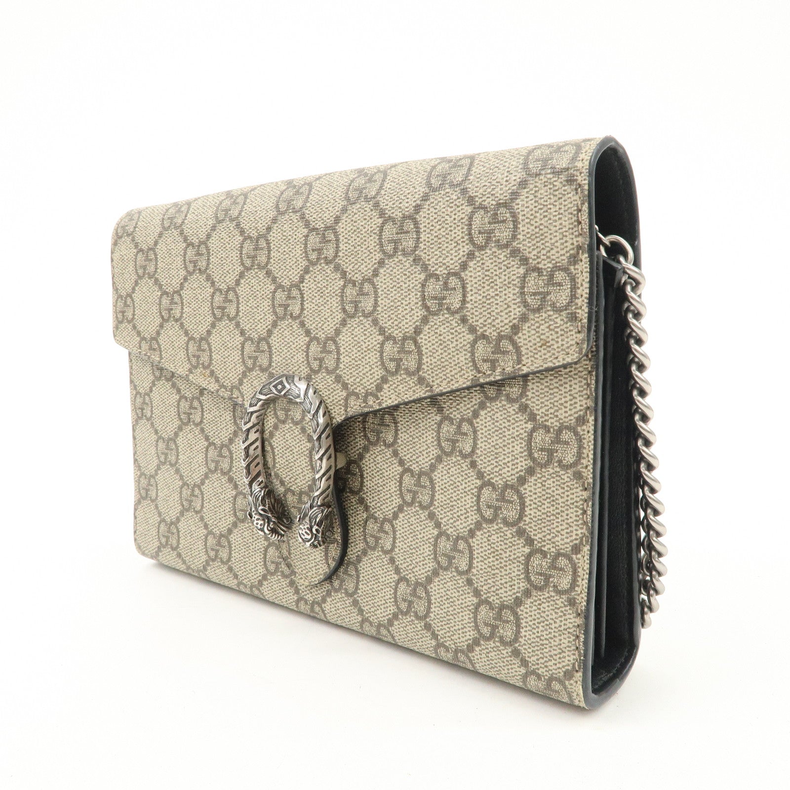 GUCCI Dionysus GG Supreme Chain Shoulder Bag Beige Used