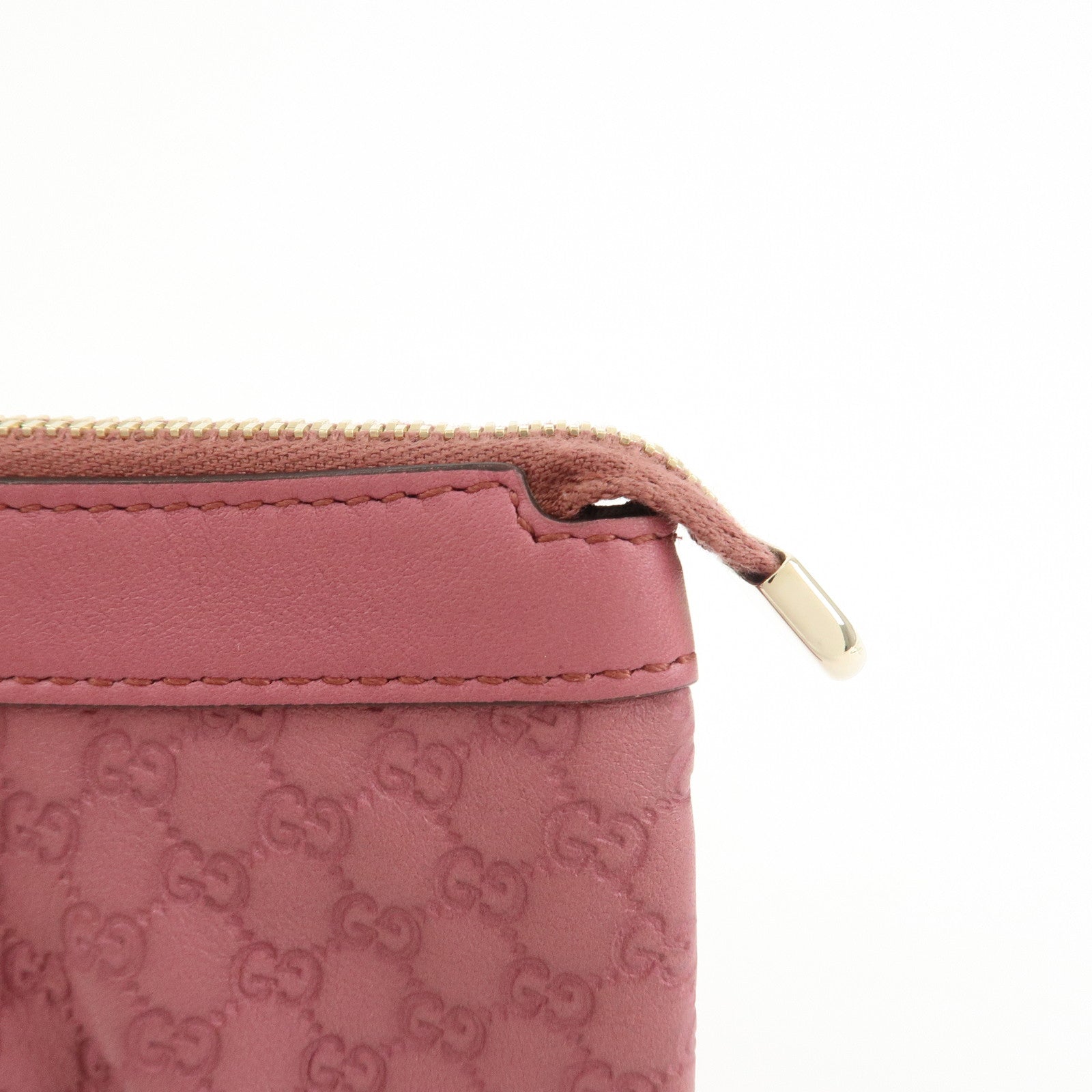GUCCI Interlocking G Micro Guccissima Leather Pouch Pink 212203