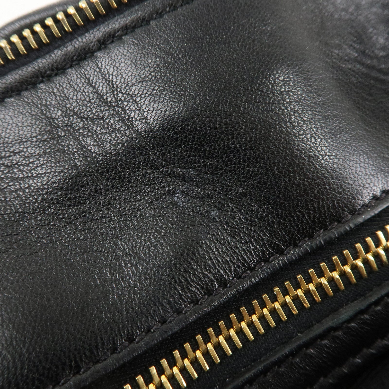 PRADA Logo Leather 2WAY Tote Bag Hand Bag Black Gold HDW B11091 Used