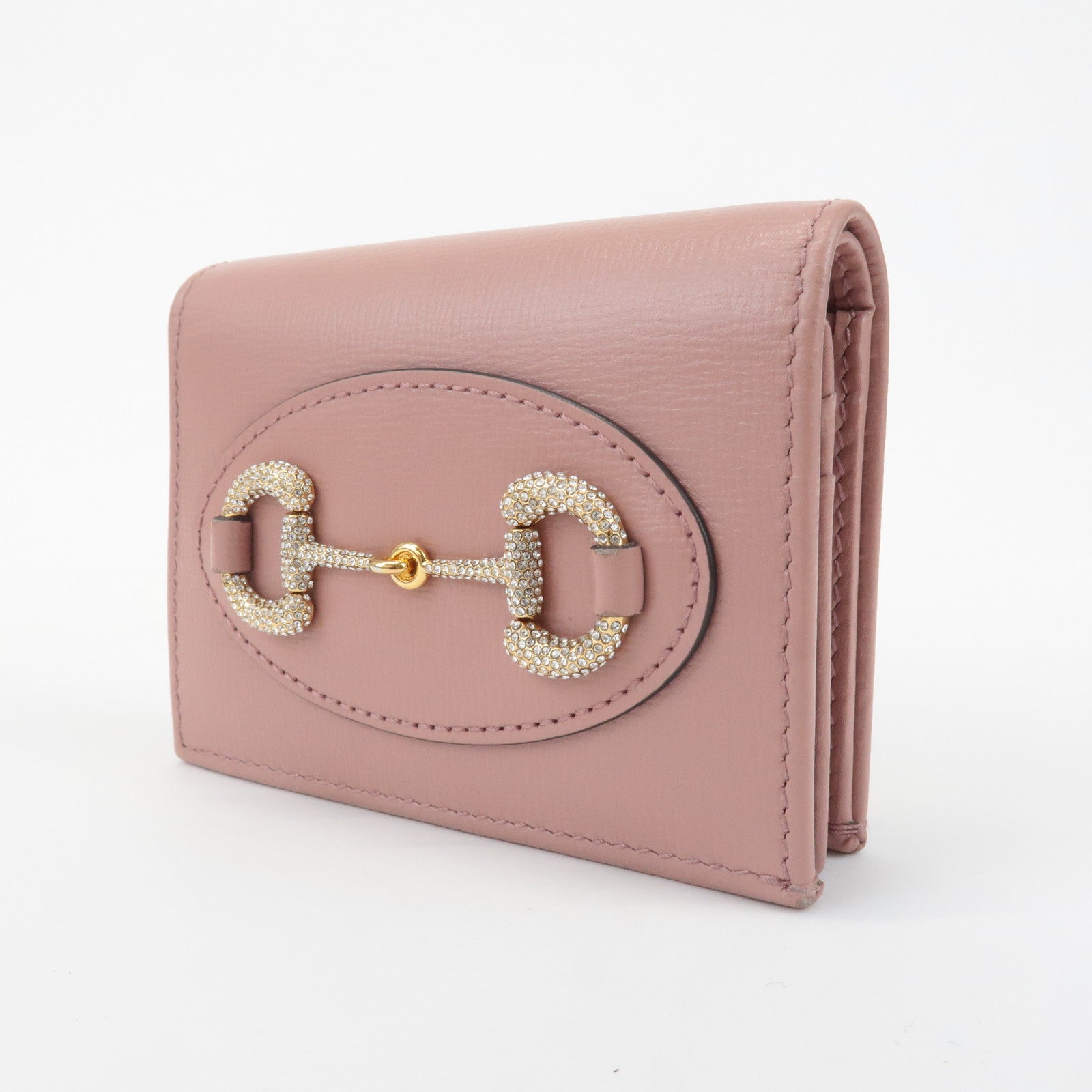GUCCI Horsebit Leather Bi-fold Wallet Small Wallet Pink 621887 Used