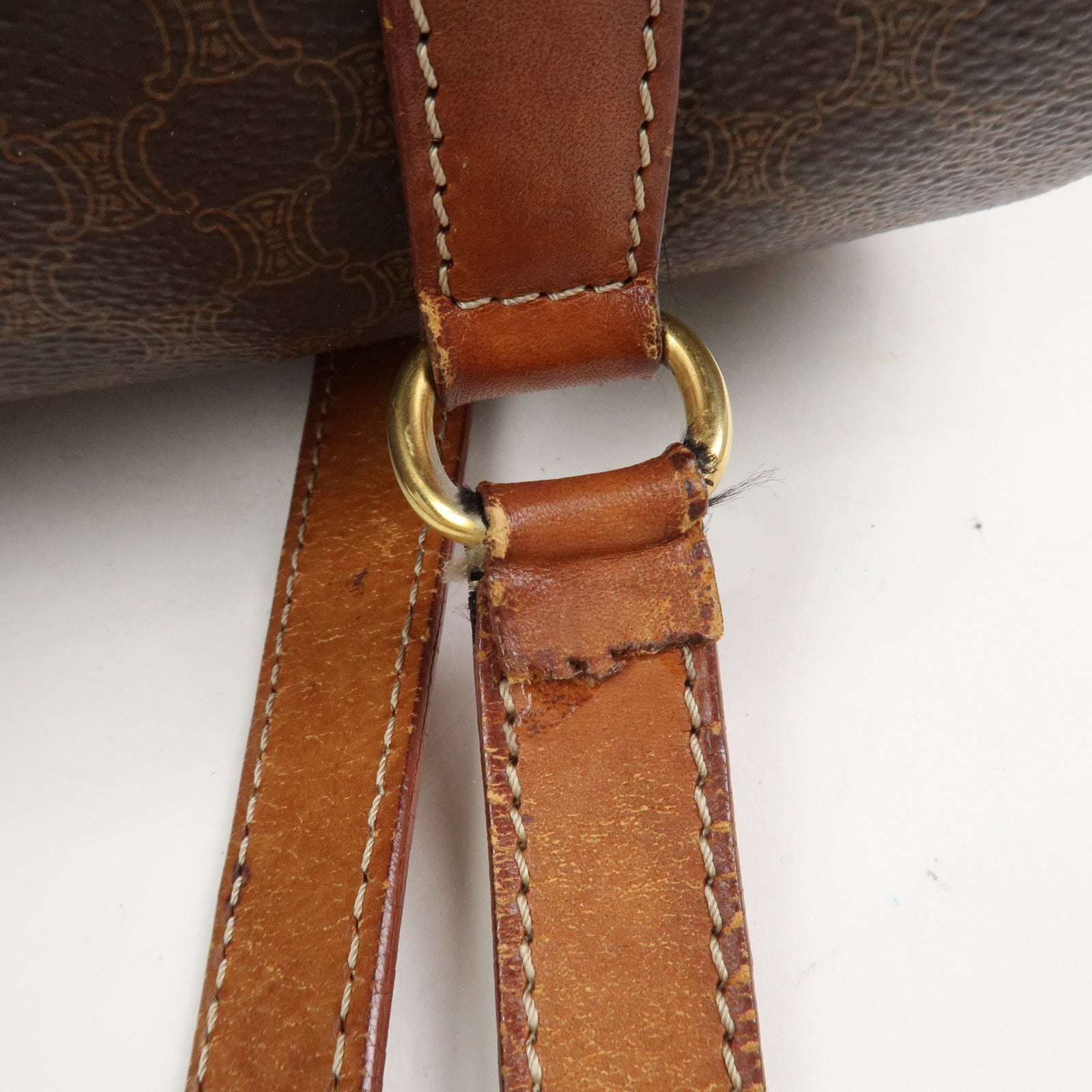 CELINE Macadam PVC Leather Hand Bag Shoulder Bag Brown