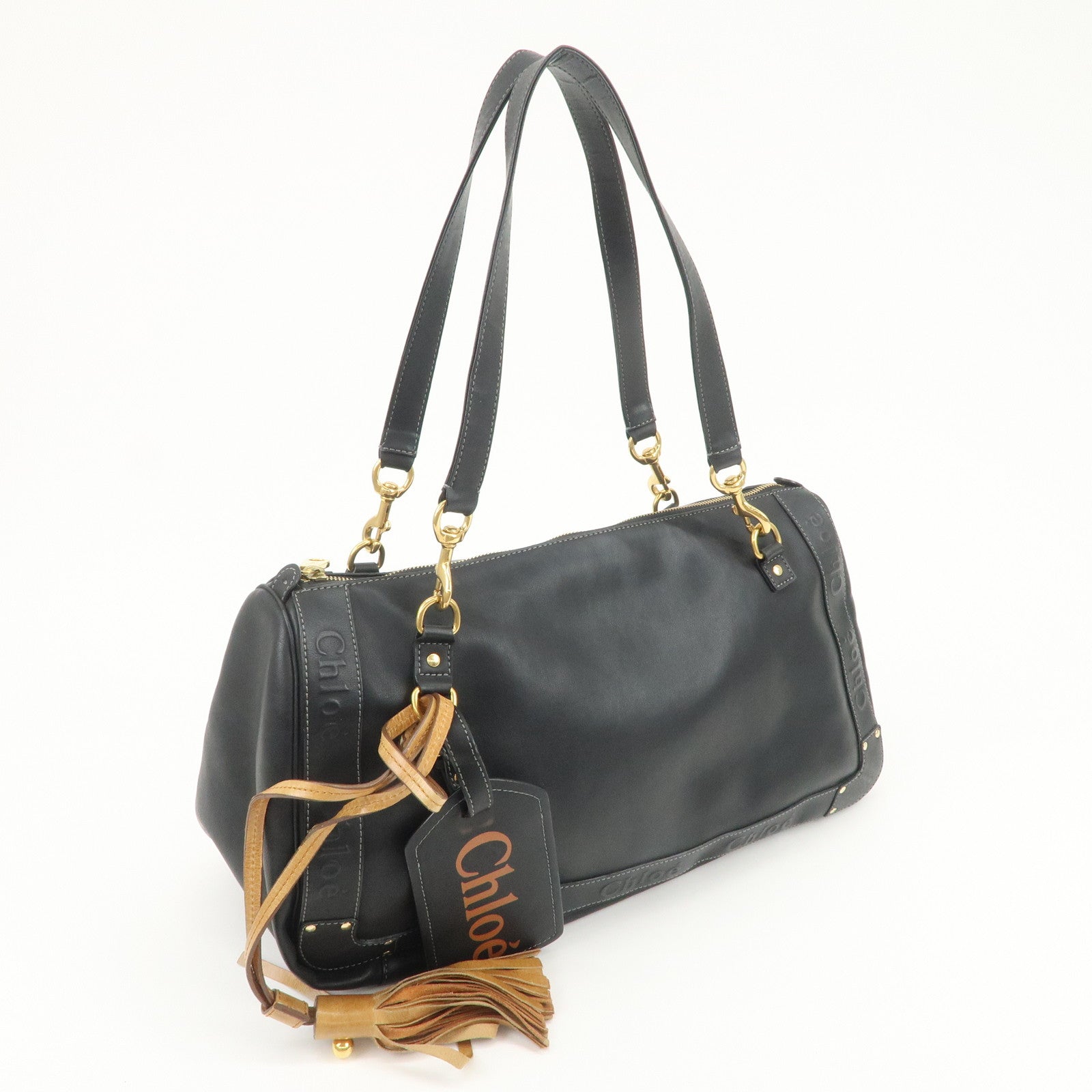 Chloe Eden Leather Shoulder Bag Hand Bag Tote Bag Black