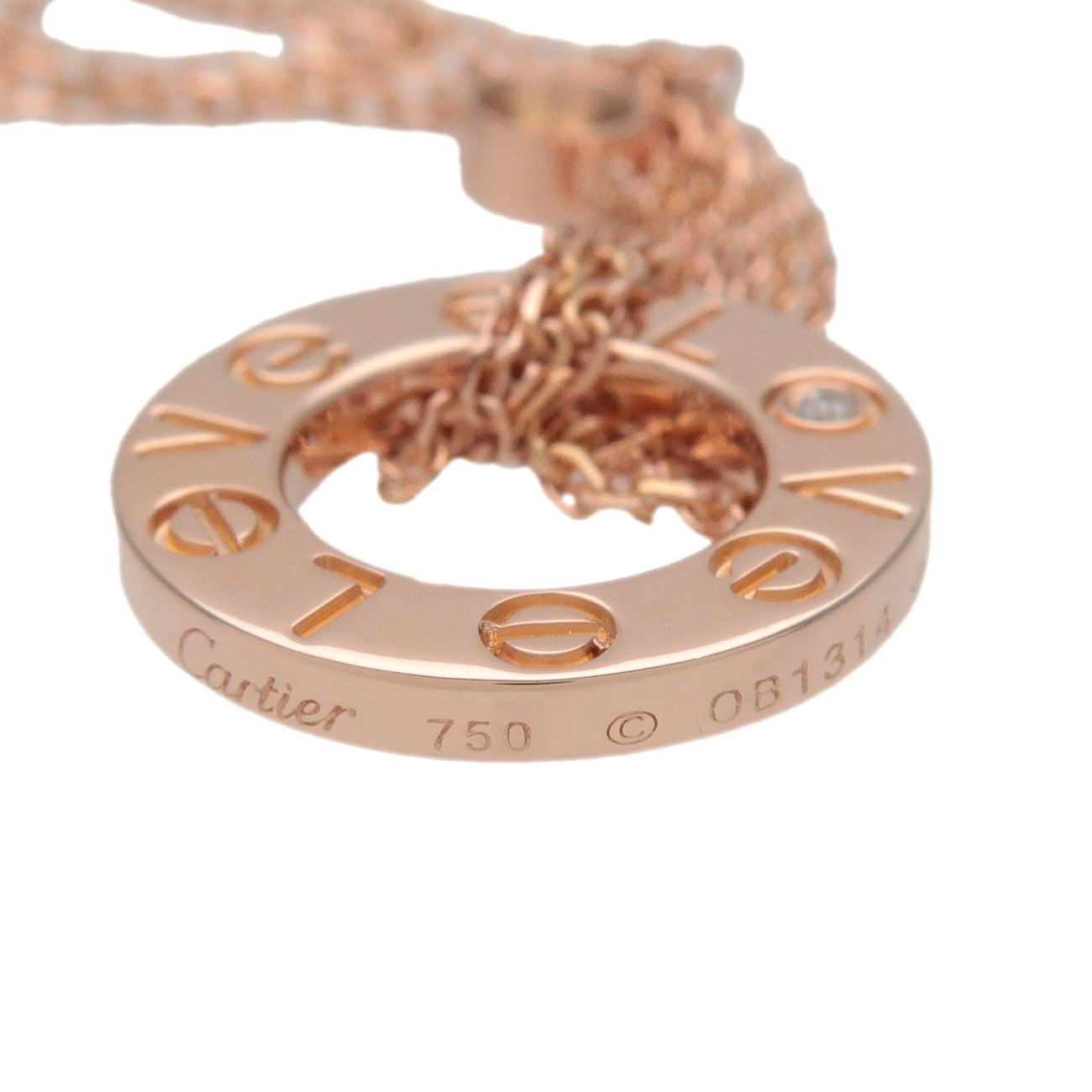 Cartier Love Circle 2P Diamond Necklace K18 750PG Rose Gold
