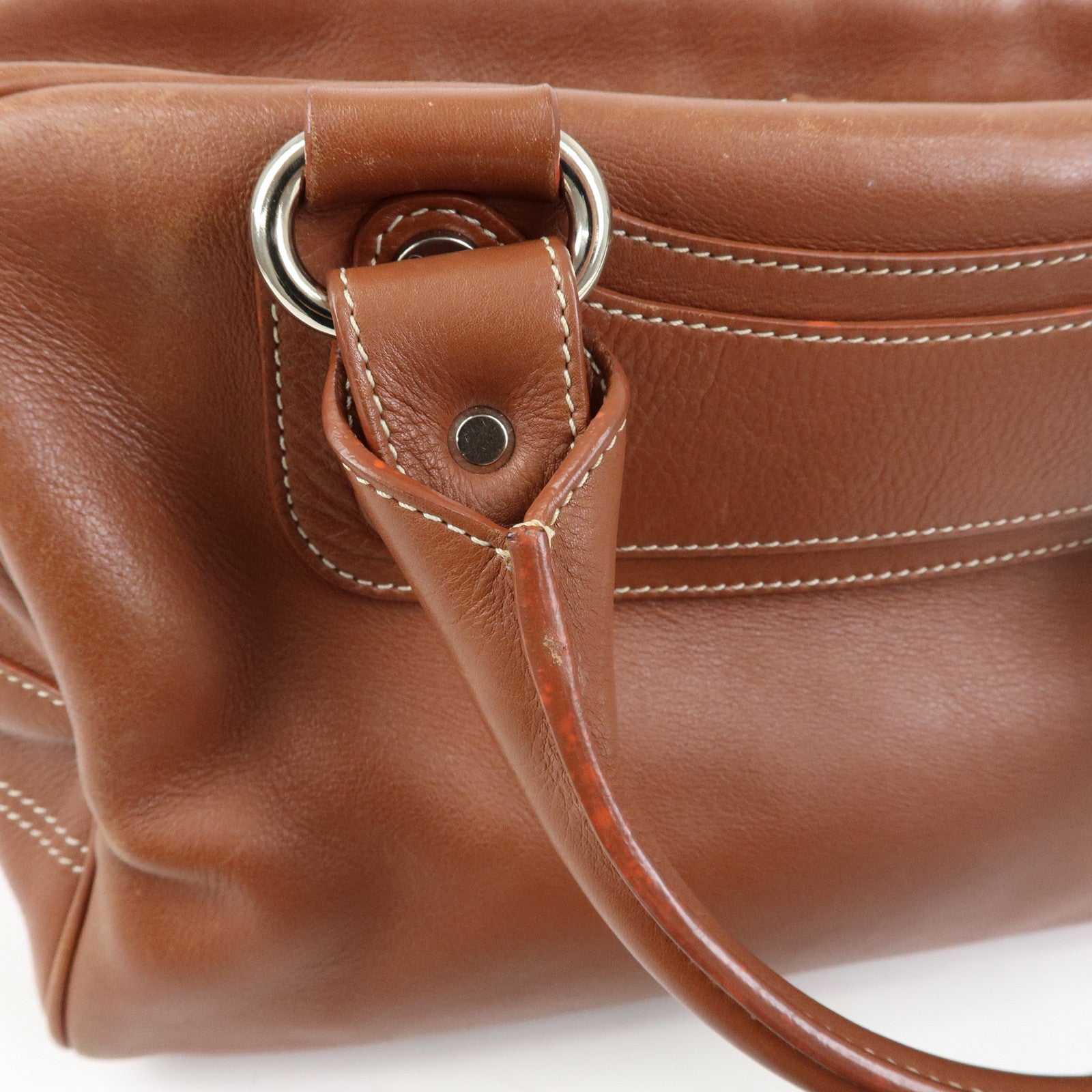 CELINE Boogie Bag Leather Hand Bag Tote Bag Brown
