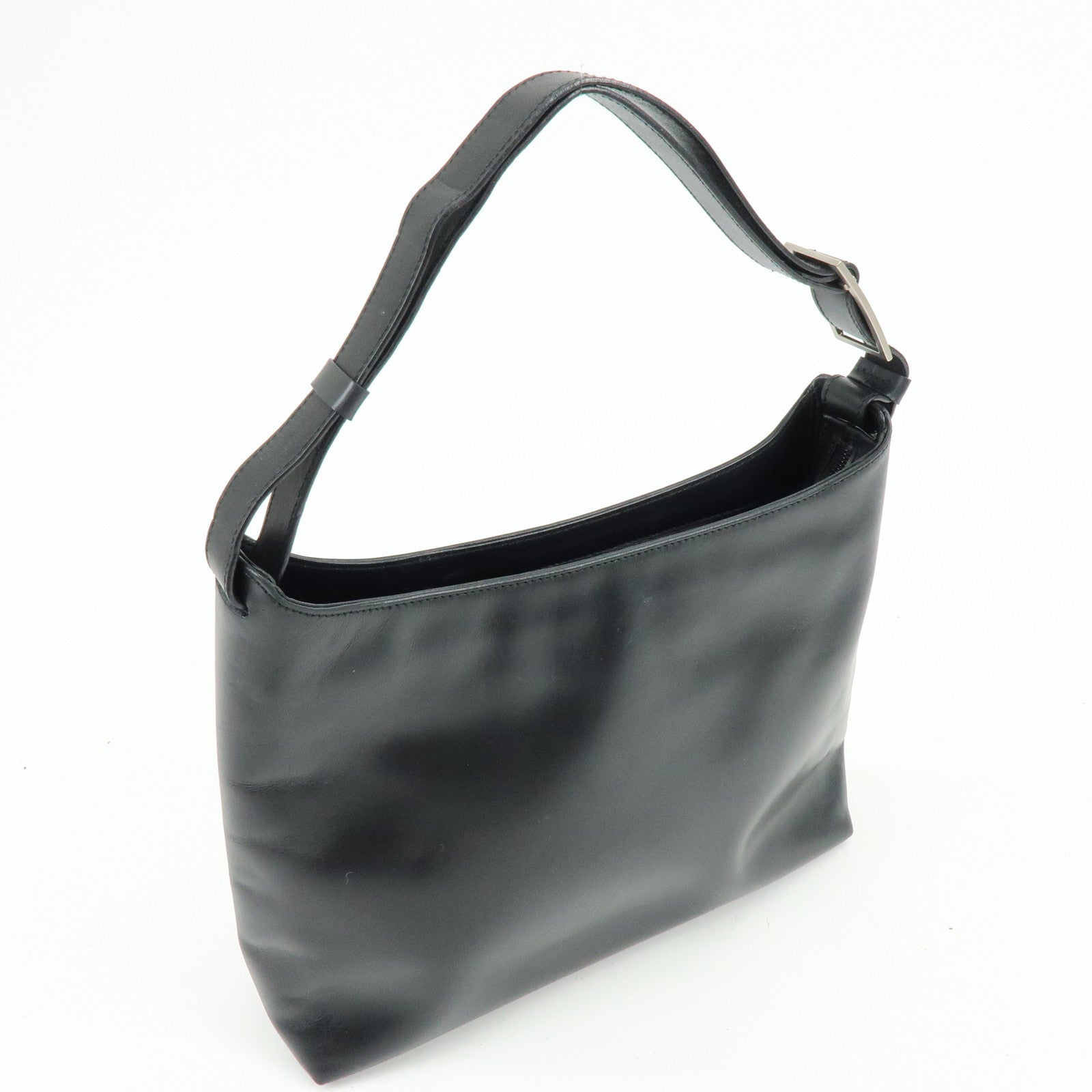 Ferragamo Gancini Leather Shoulder Bag Hand Bag Black