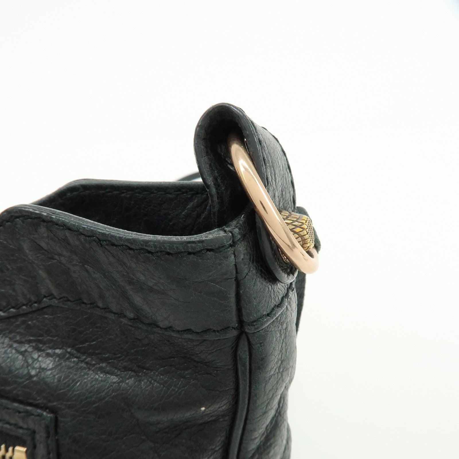 BALENCIAGA The Giant Hip Leather Shoulder Bag Black 237203