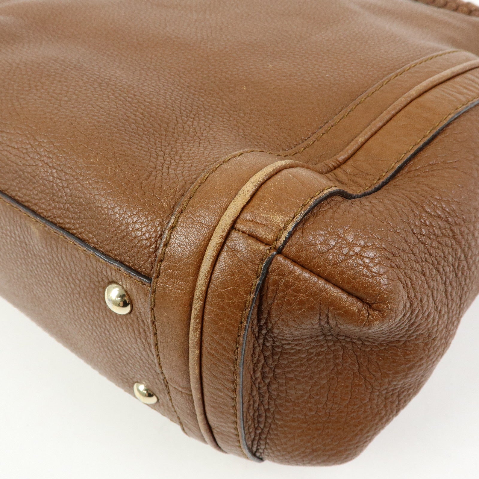 GUCCI Bamboo Leather Shoulder Bag Hand Bag Tassel Brown 269947