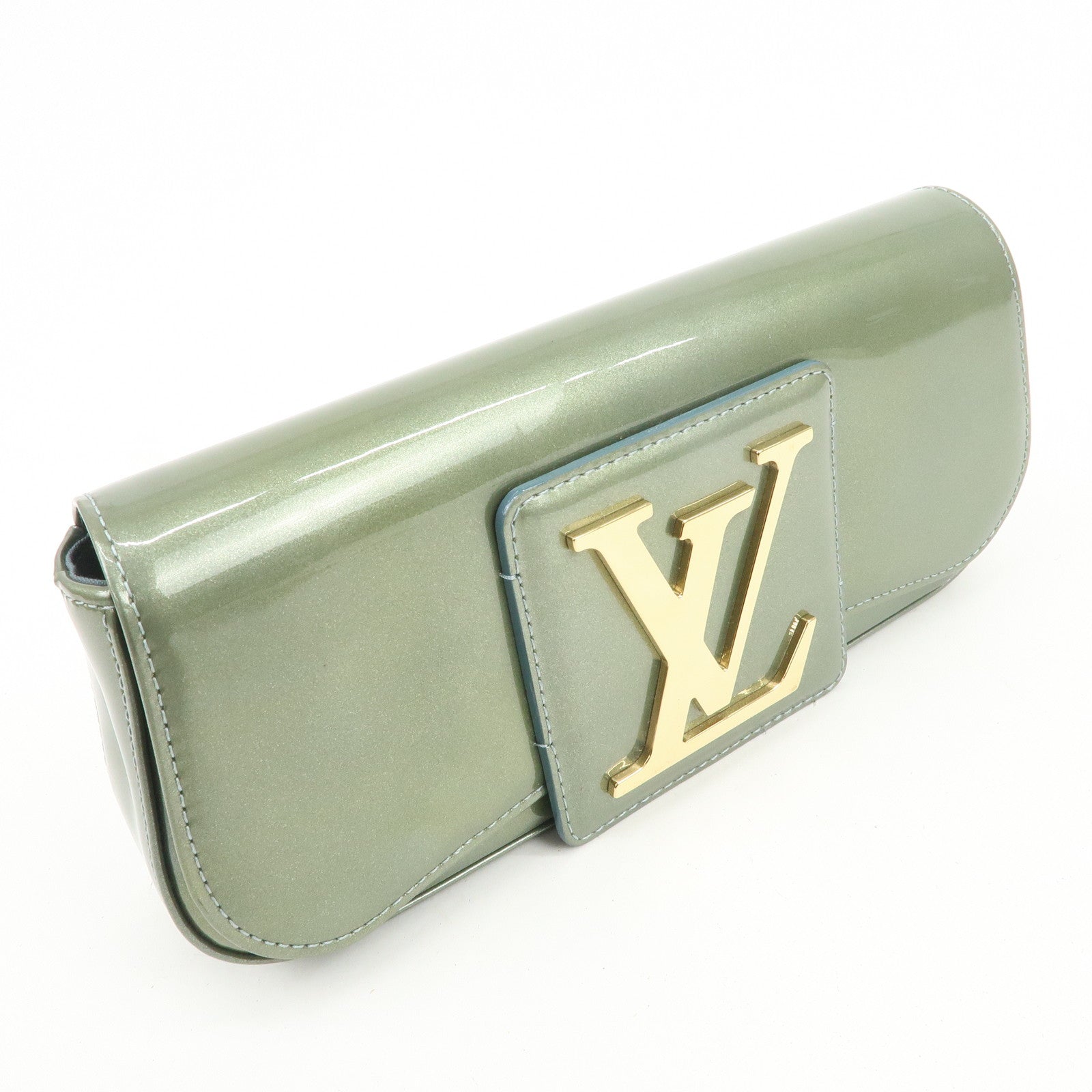 Louis Vuitton Vernis Leather Pochette Sobe Clutch Bag Blue