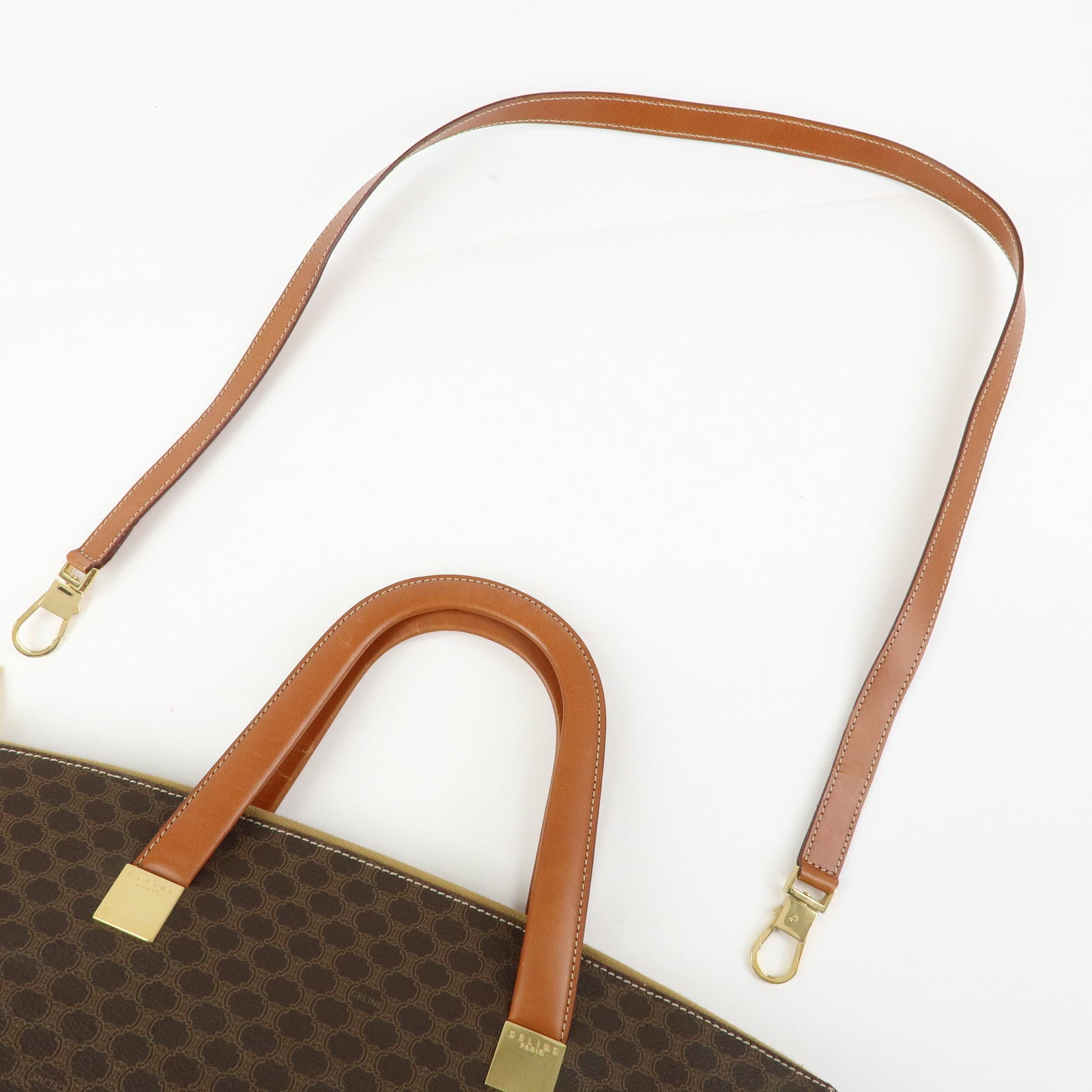 CELINE Macadam PVC Leather 2WAY Bag Hand Bag Shoulder Bag Brown