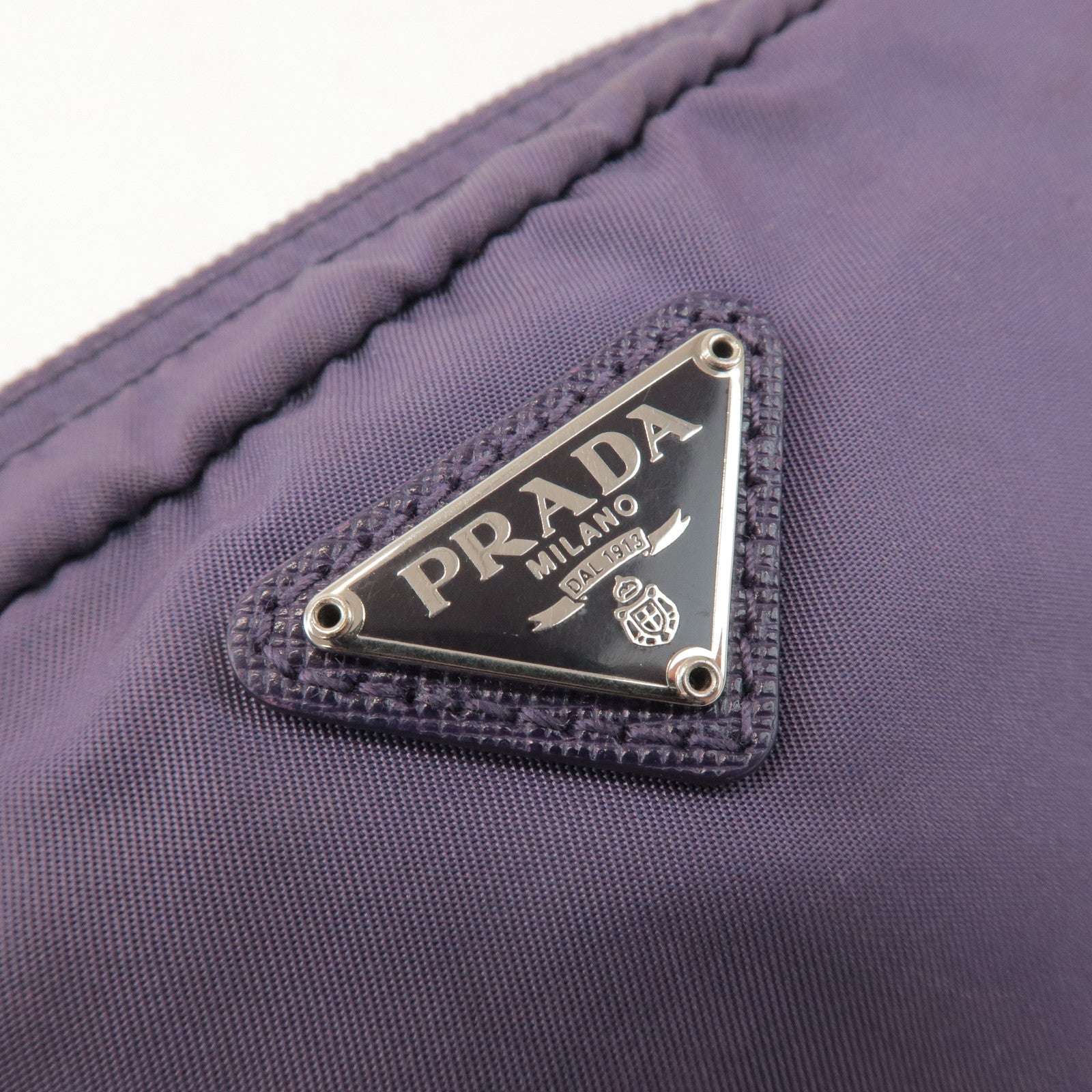 PRADA Triangle Logo Nylon Set of 2 Pouch Black Purple