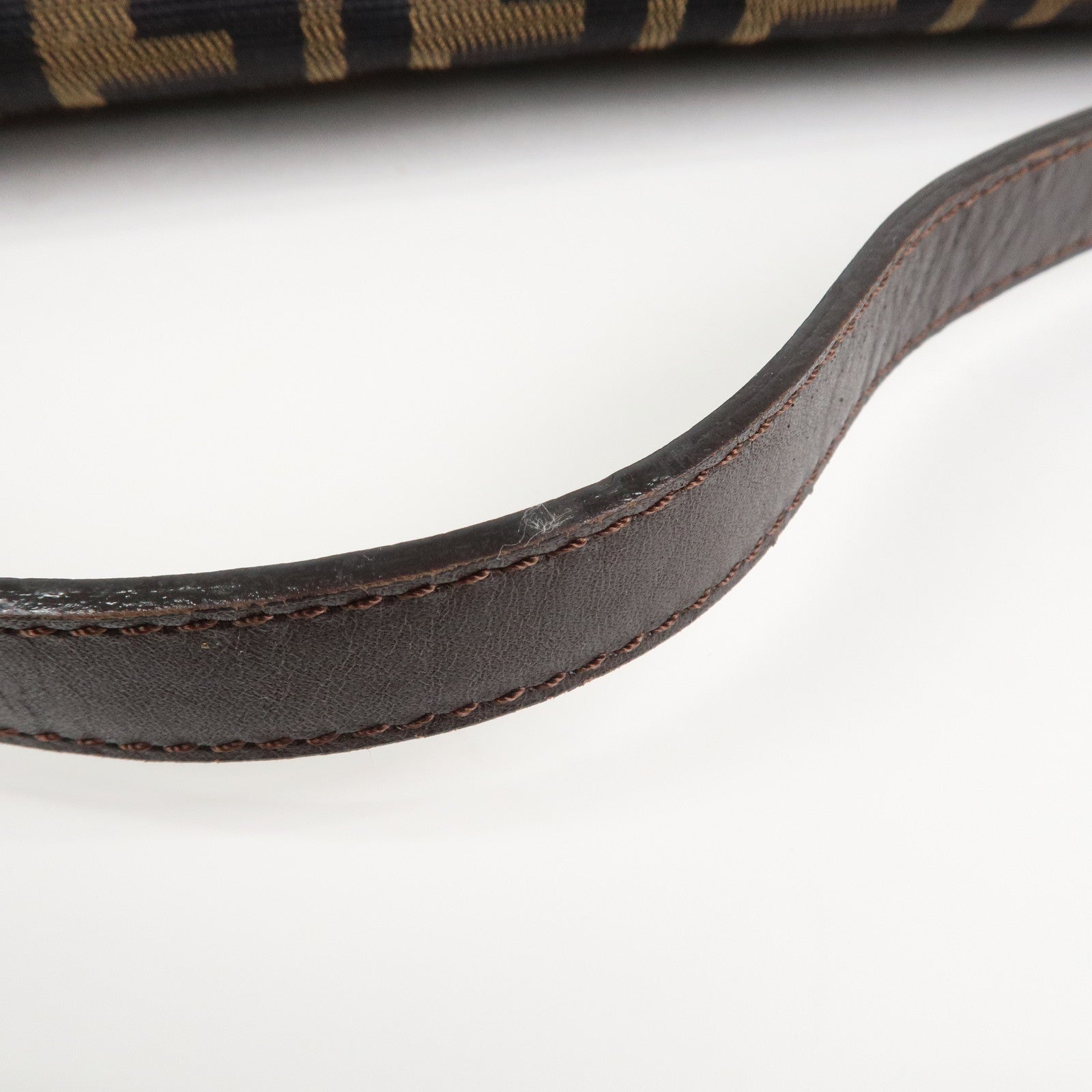 FENDI Mamma Baguette Zucca Canvas Shoulder Bag Brown Black 26424