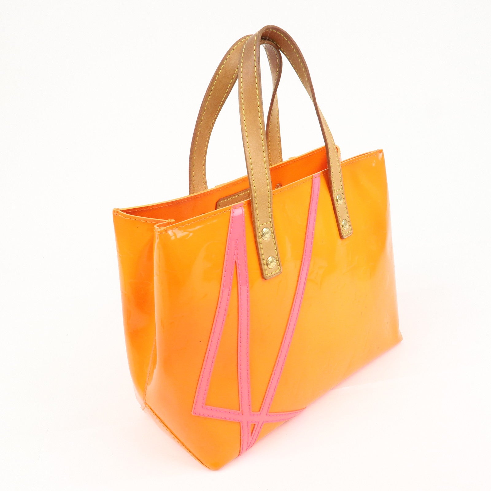 Louis Vuitton Monogram Vernis Leather Lead PM Hand Bag Orange