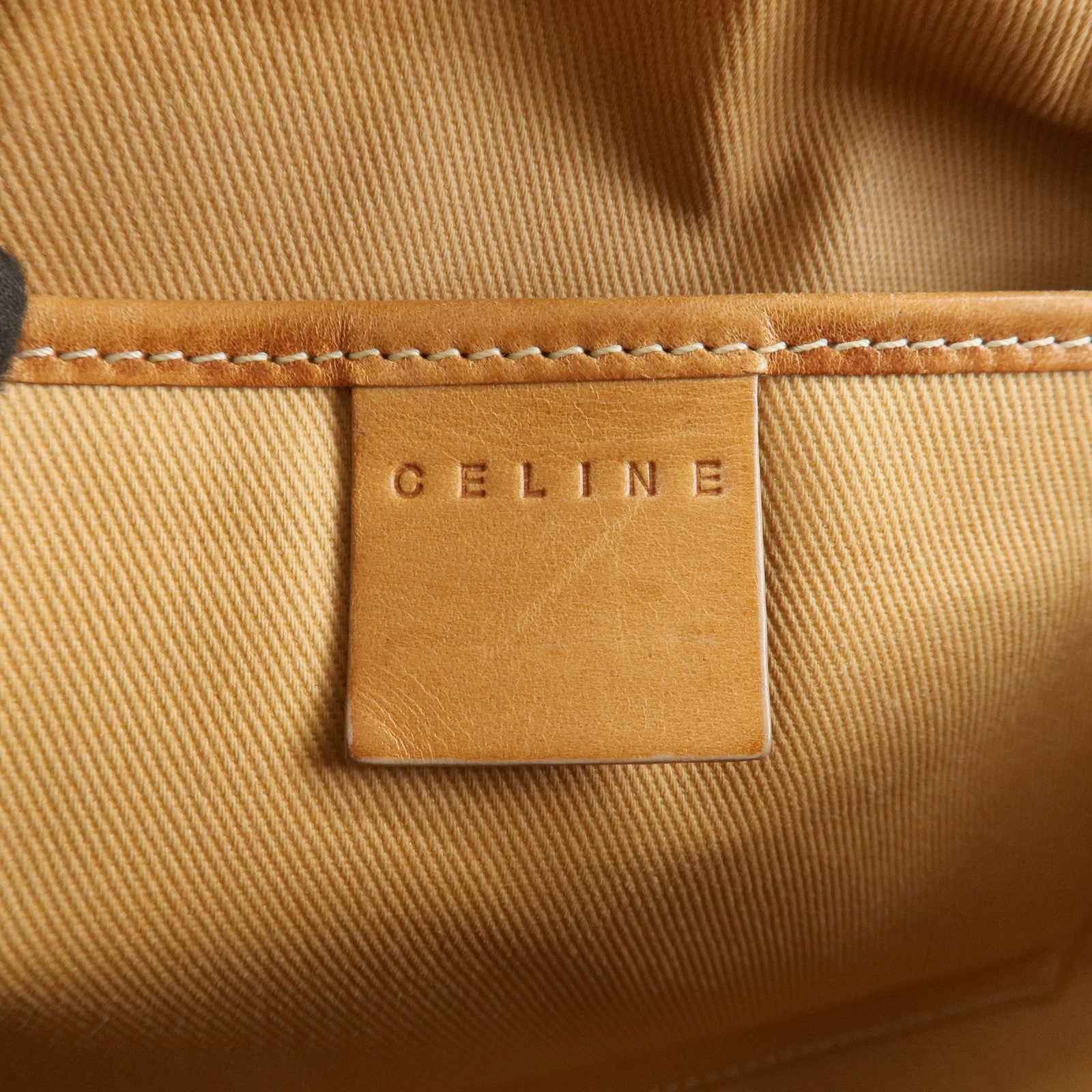 CELINE Macadam PVC Leather Mini Boston Bag Hand Bag Beige Used