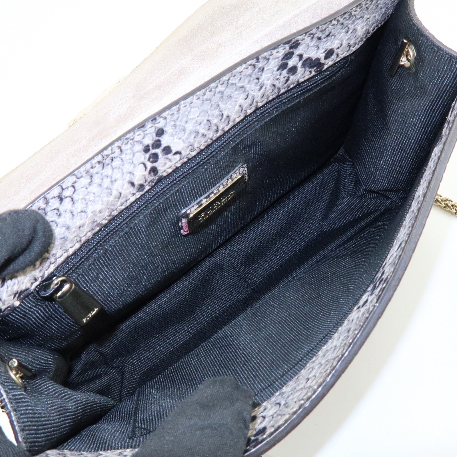 FURLA Metropolis Embossed Leather Chain Shoulder Bag Beige Pink