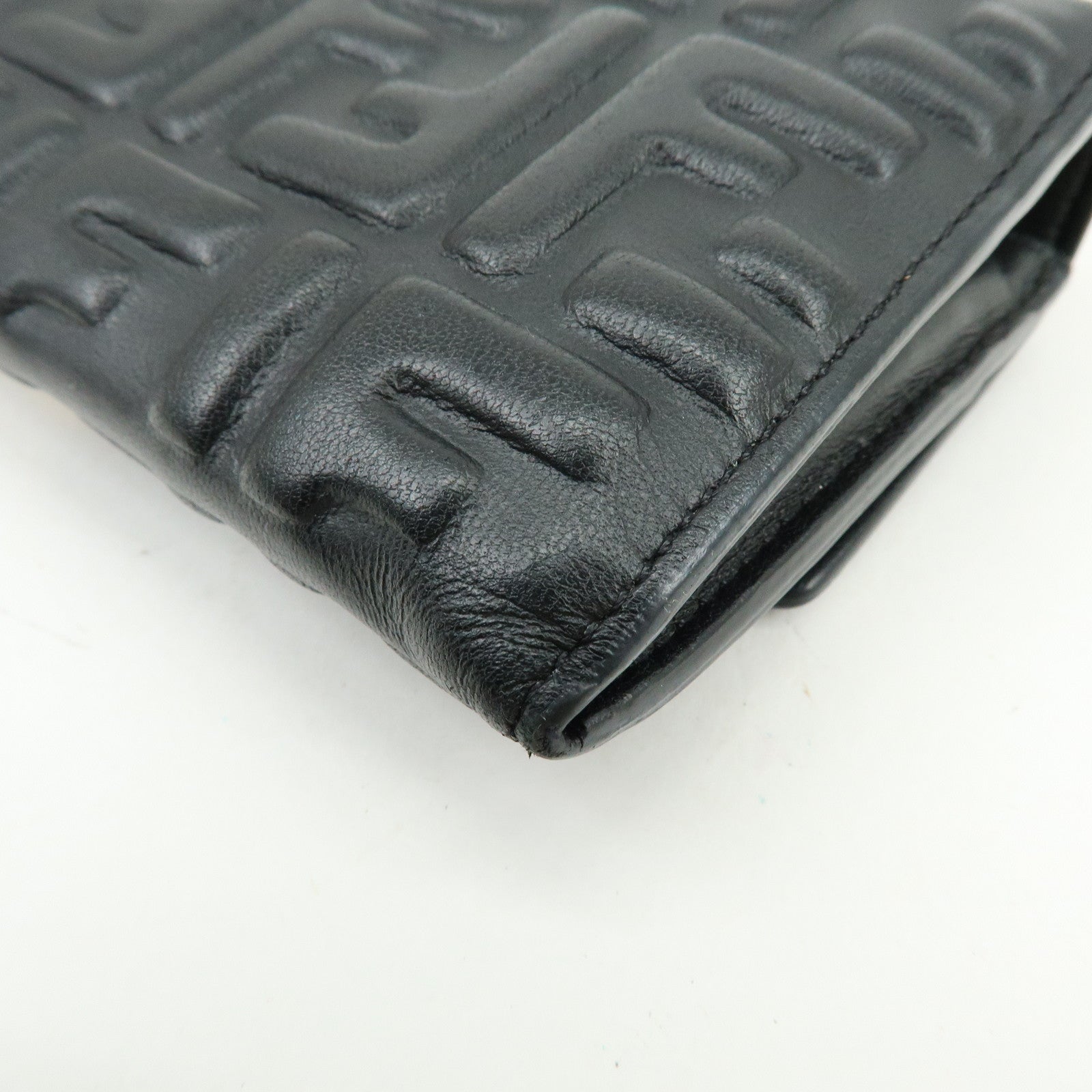 FENDI Zucca Leather Continental Long Wallet Black 8M0251