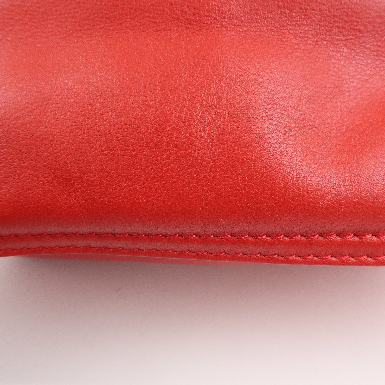 LOEWE Leather Tote Bag Shoulder Bag Hand Bag Red Used