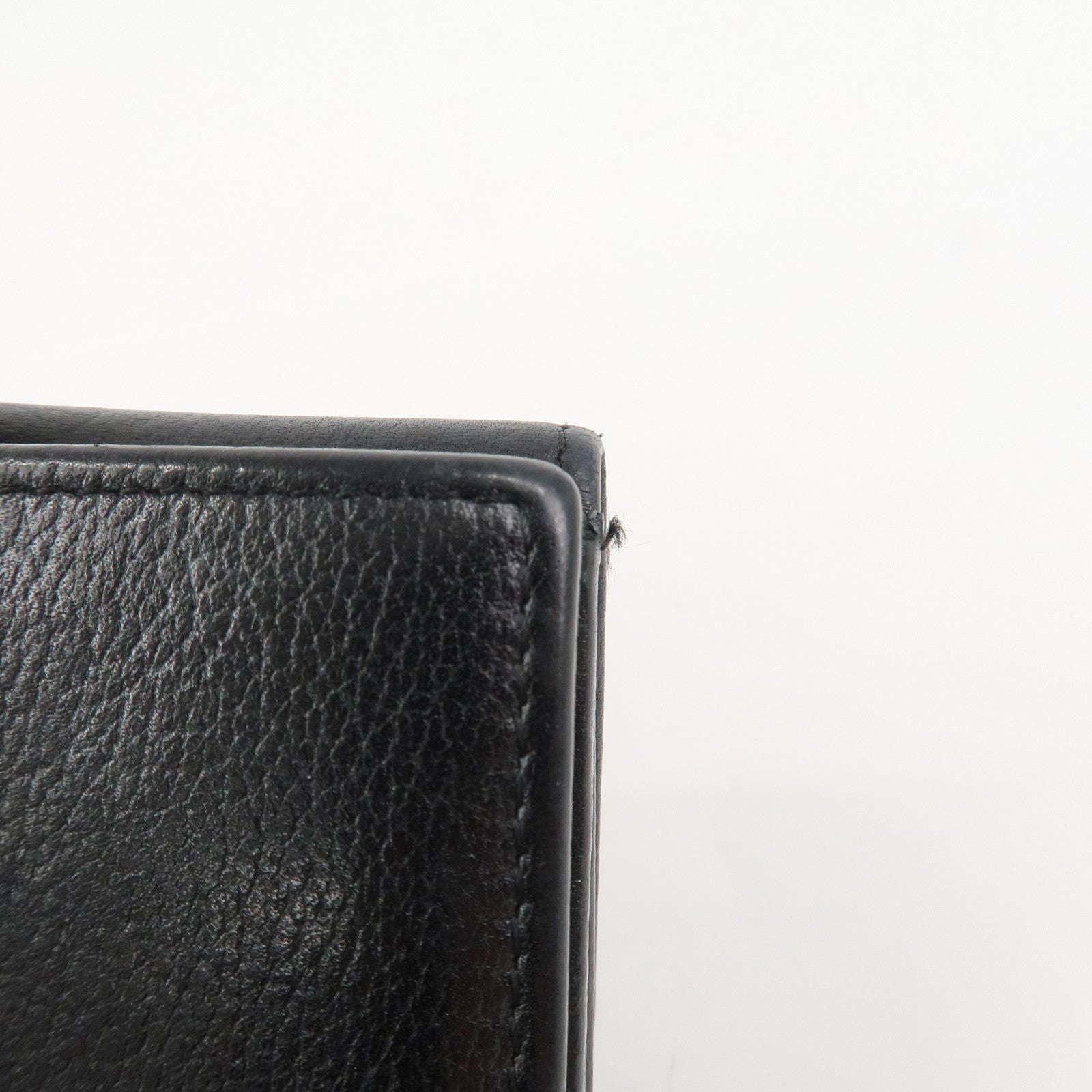 CHANEL COCO Mark Camelia Leather Bi-fold Compact Wallet Black