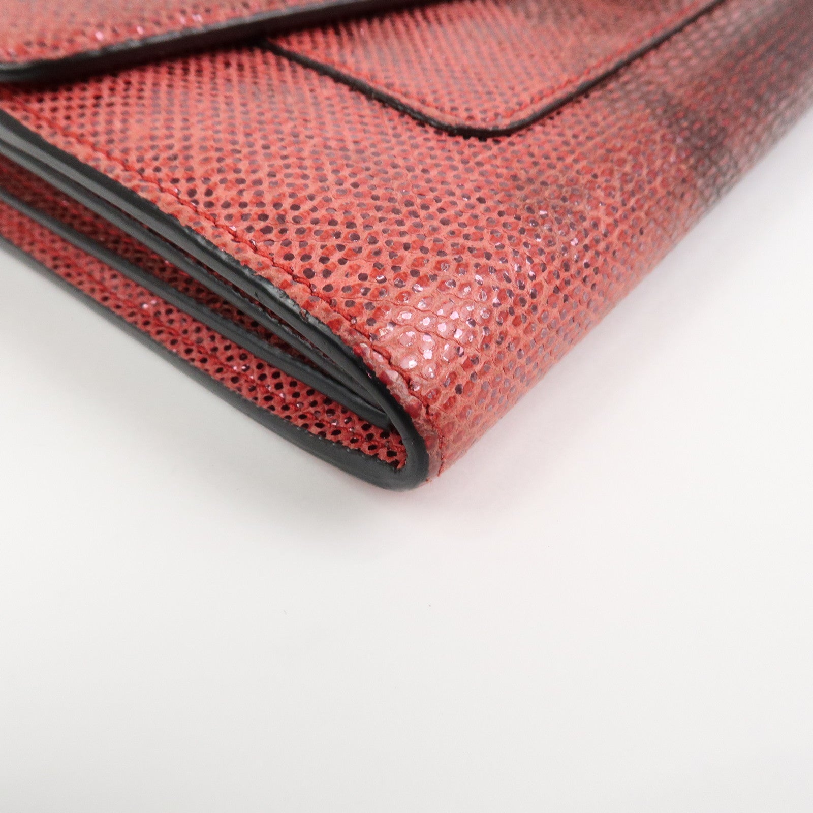 BVLGARI Serpenti Chain Strap Long Wallet Python Embossed Pink