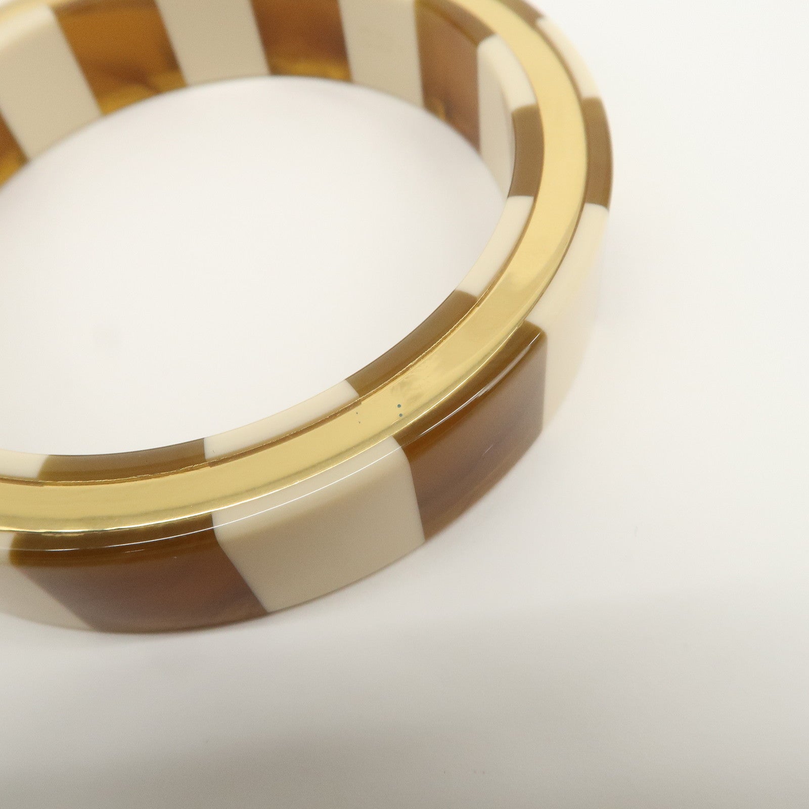 Louis Vuitton Plastic Bracelet Bangle Ivory Gold MP1418