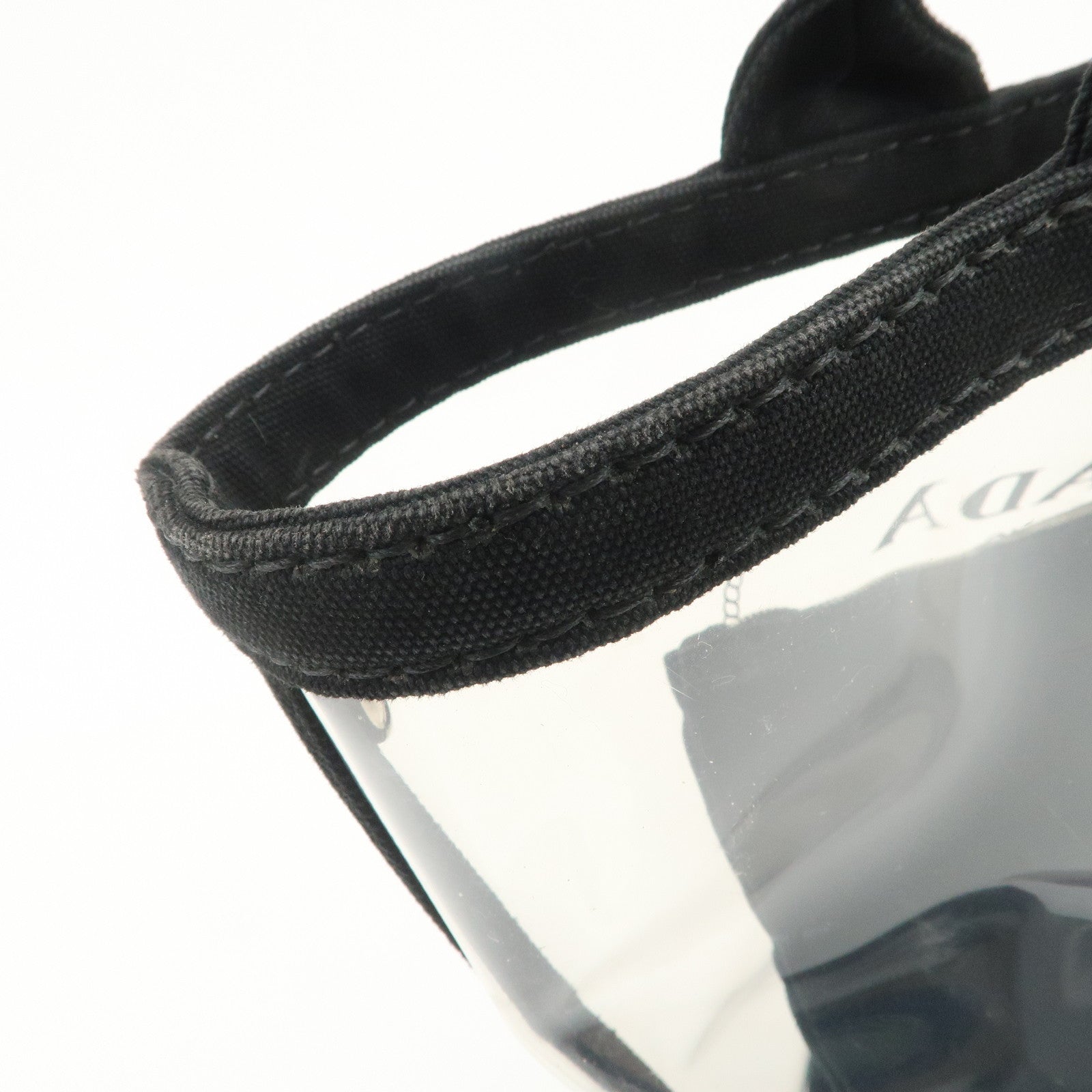 PRADA Canvas Vinyl Leather 2Way Hand Bag Clear Black 1BG187