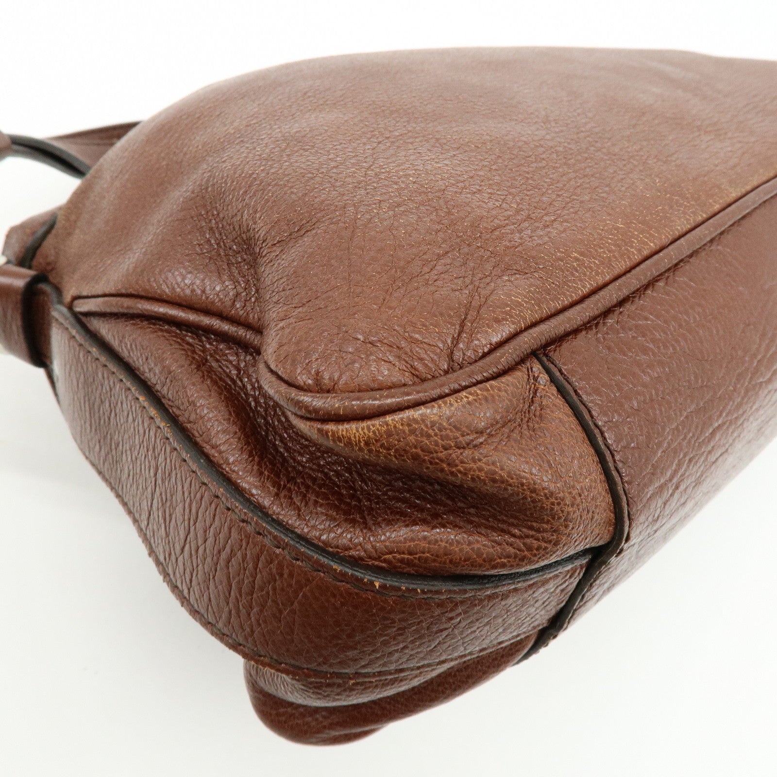 CELINE Tassel Leather Shoulder Bag Brown