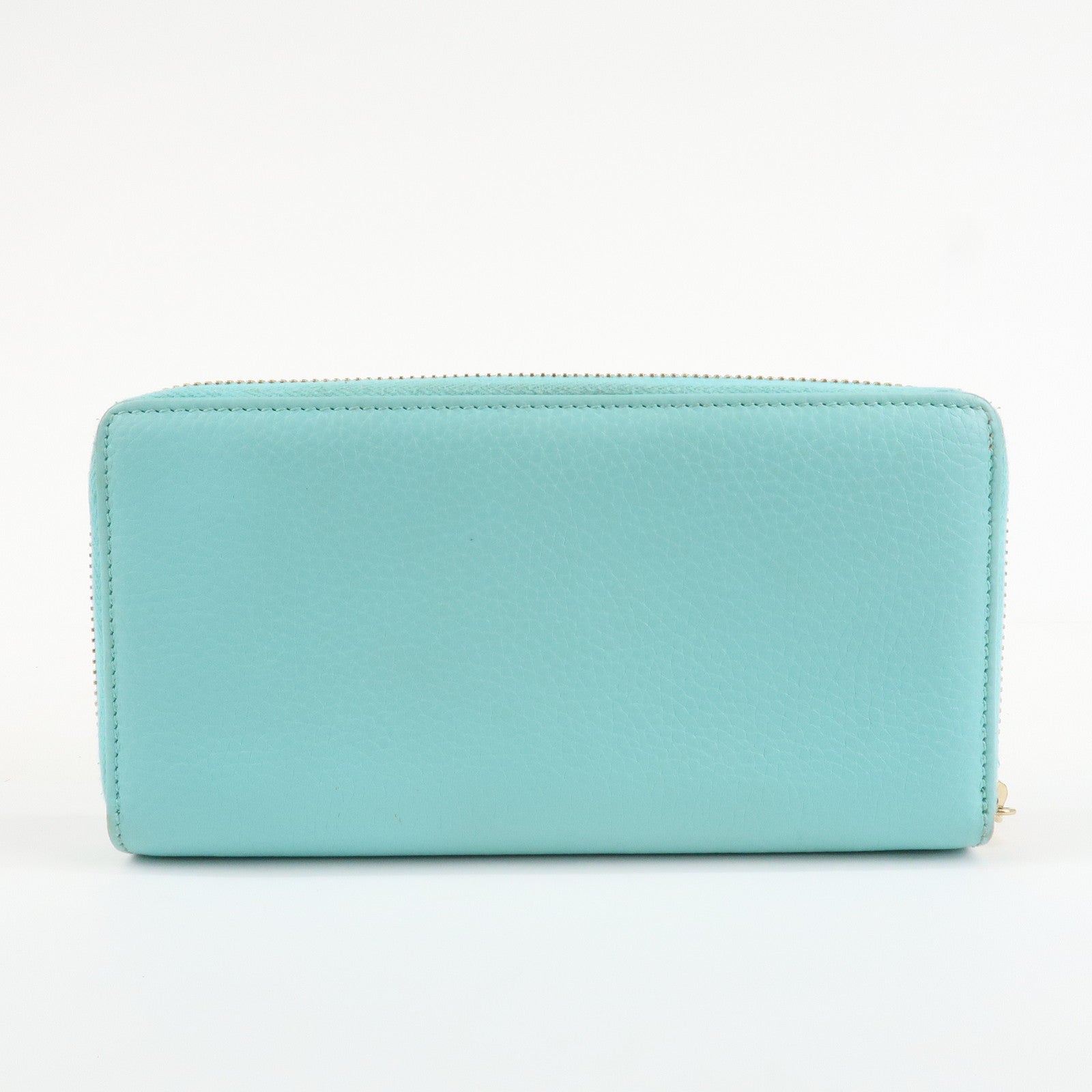 GUCCI Bamboo Leather Round Zippy Wallet Long Wallet Light Blue 307984 Used