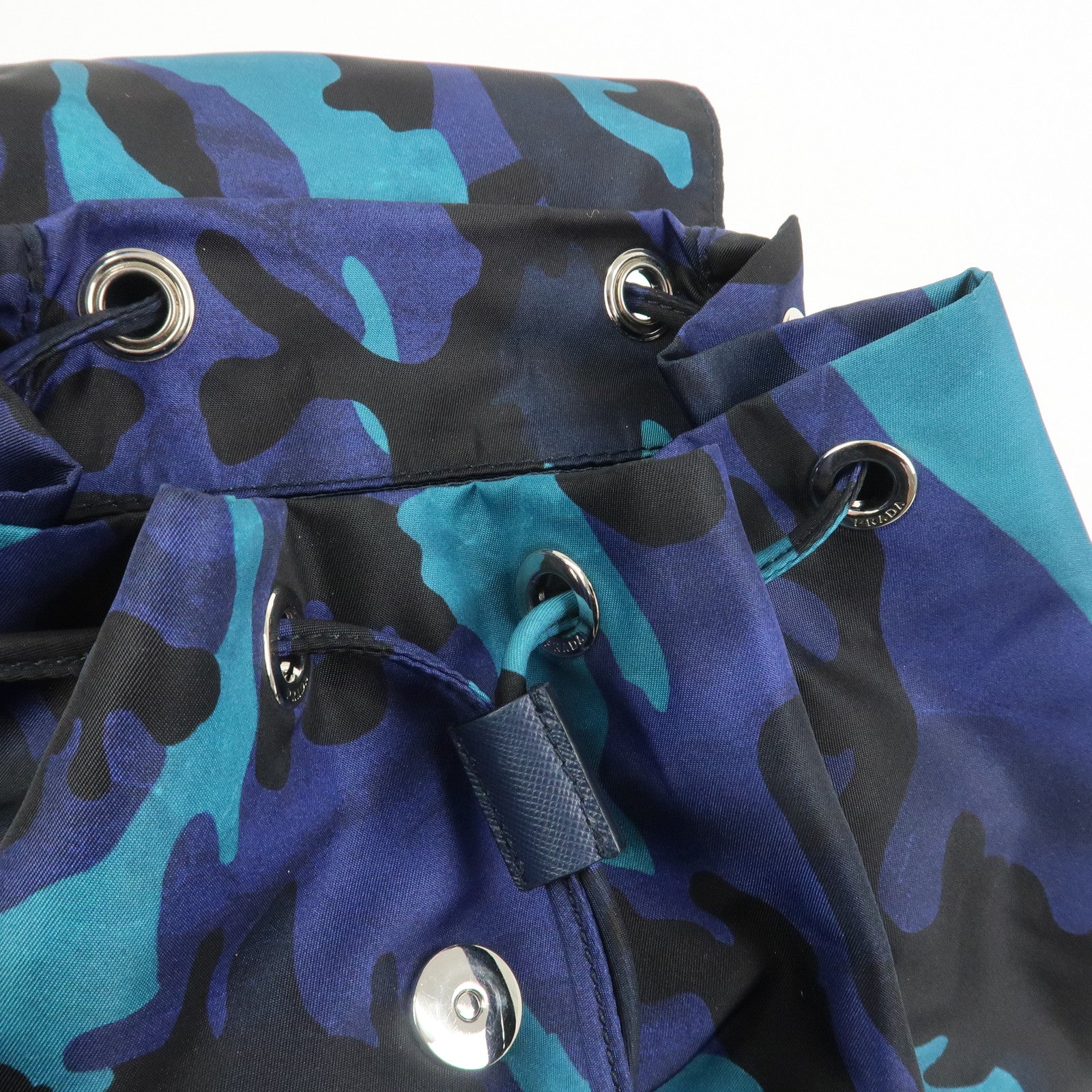 PRADA Triangle Logo Nylon Camouflage Backpack Rucksack Blue
