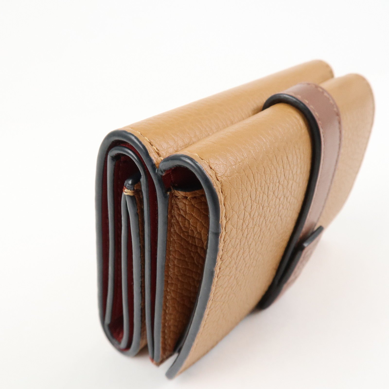 LOEWE Leather Tri-fold Compact Wallet Brown Used