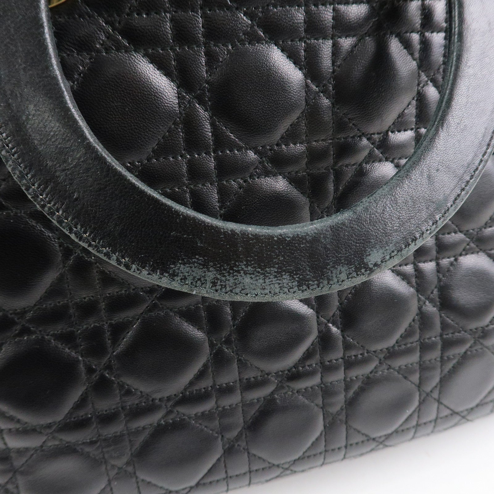 Christian Dior Cannage Lady Dior Leather Large 2Way Bag Black