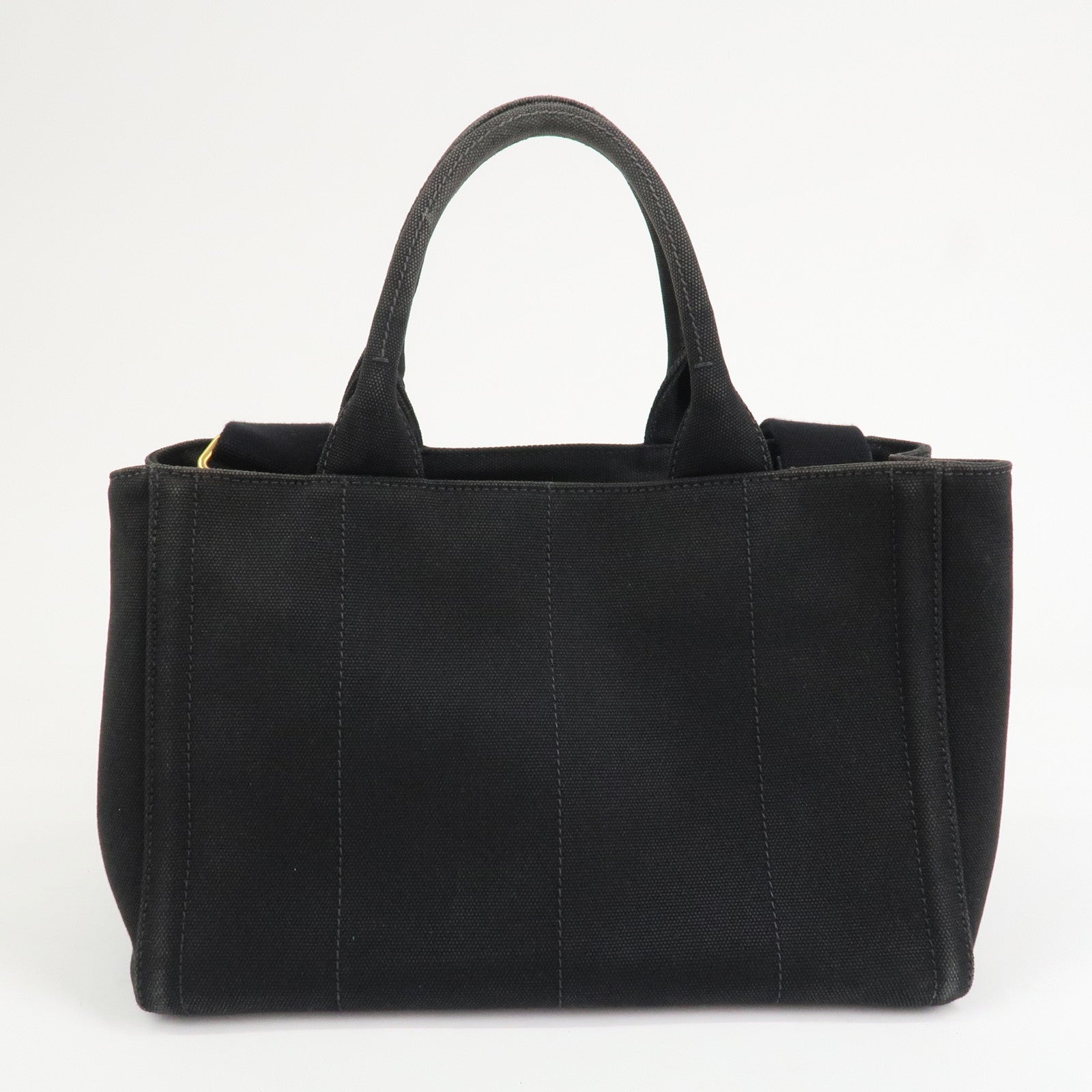 PRADA Triangle Logo Denim Canapa Bijoux 2Way Hand Bag Black B2642B