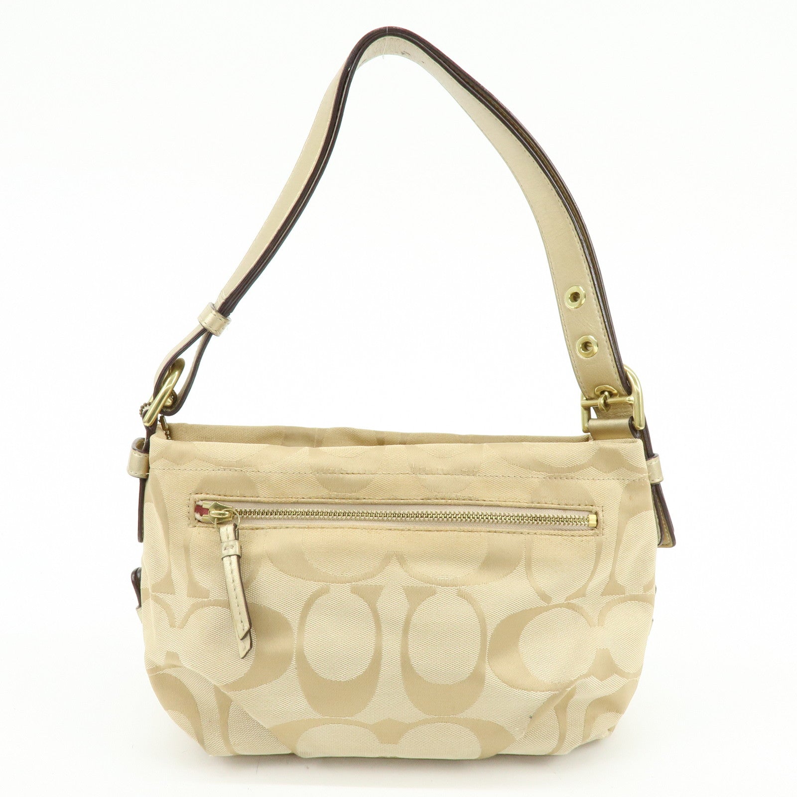COACH Signature Set of 2 Canvas Leather Shoulder Bag Brown Beige