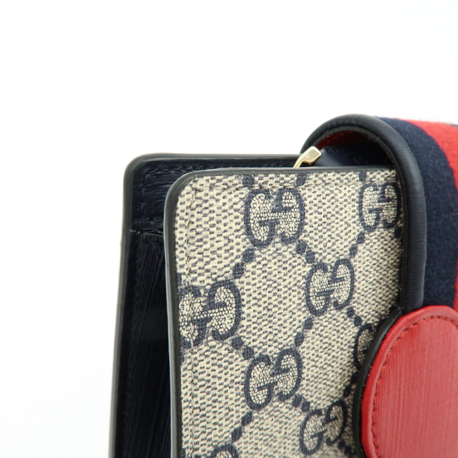 GUCCI Sherry Heart GG Supreme Shoulder Bag Beige Navy 293830