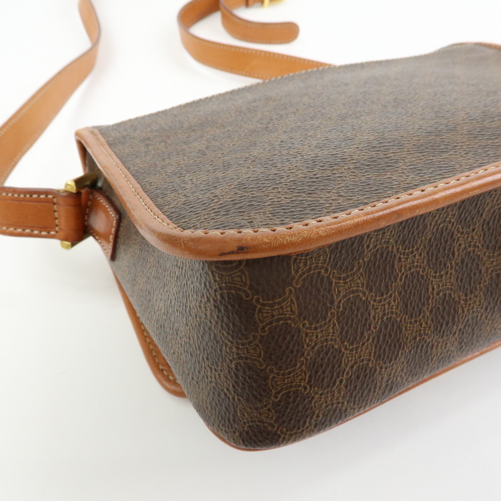 CELINE Trio PVC Leather Shoulder Bag Crossbody Bag Brown