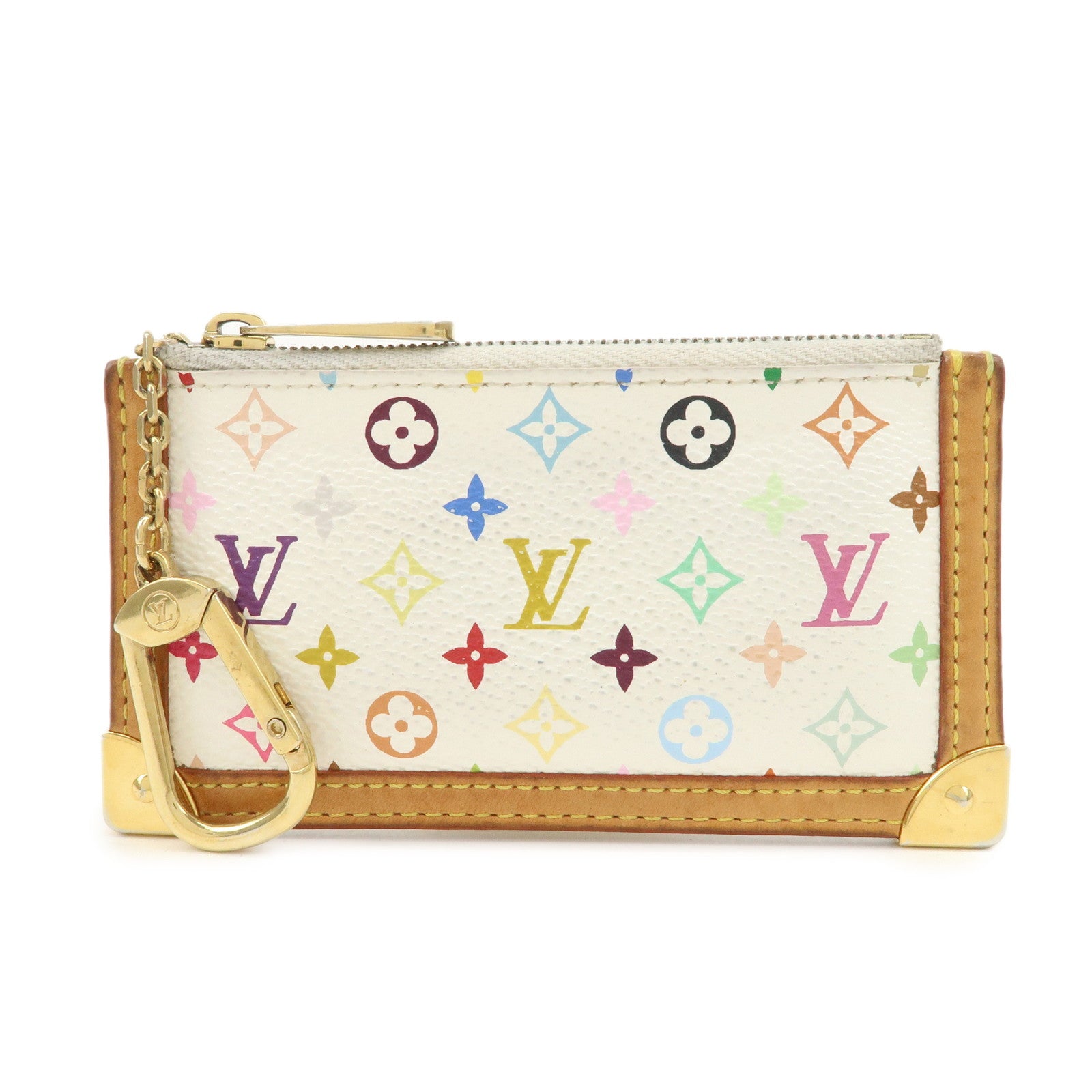 Louis Vuitton Monogram Multicolor Pochette Cles Coin Case Blanc M92655 Used