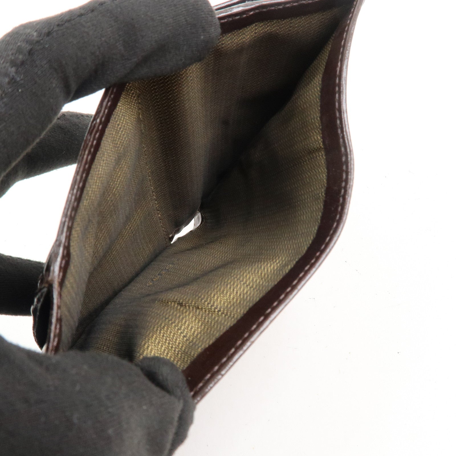 FENDI Zucca Canvas Leather Tri-fold Compact Wallet Brown 30959