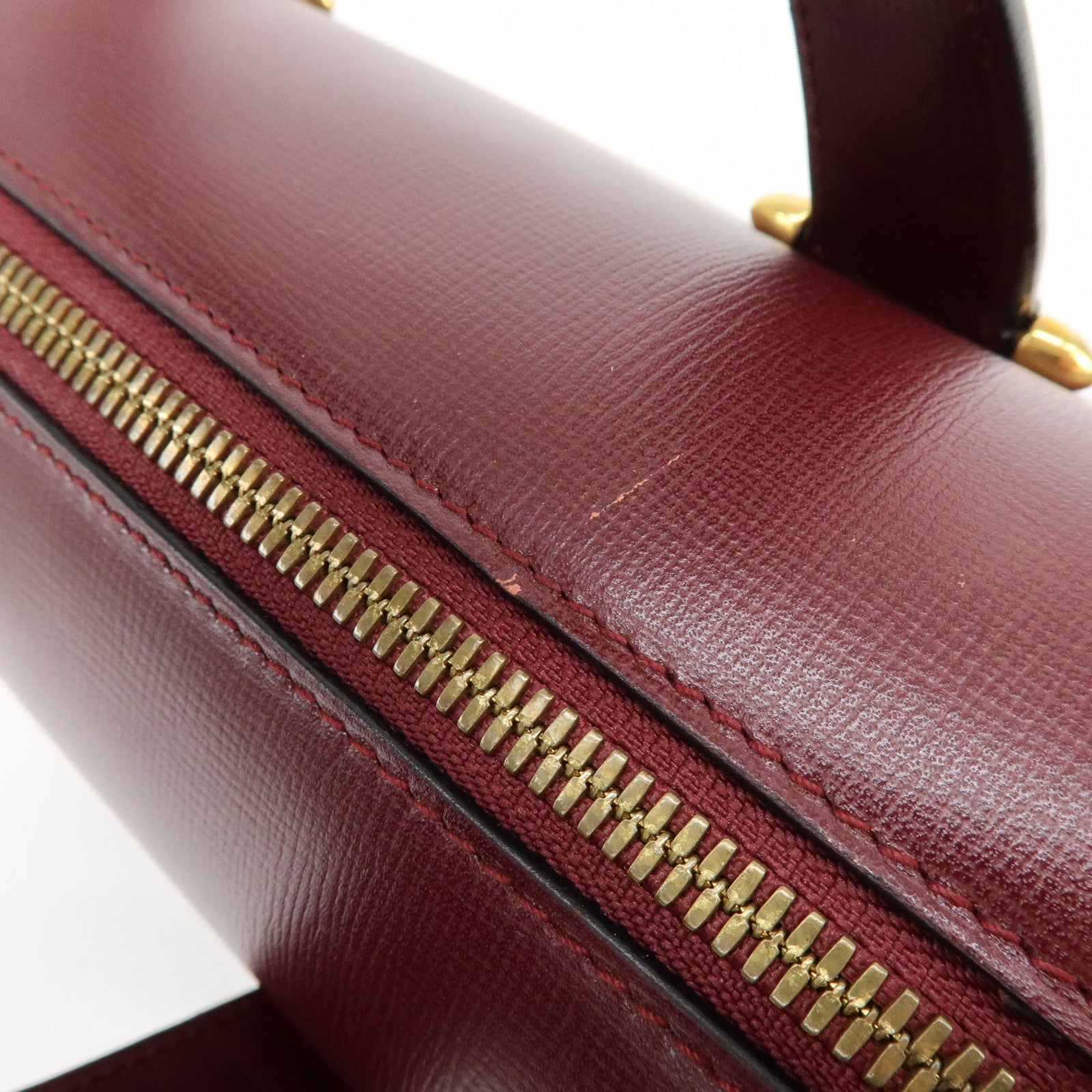 Cartier Must de Cartier Leather Boston Bag Hand Bag Bordeaux